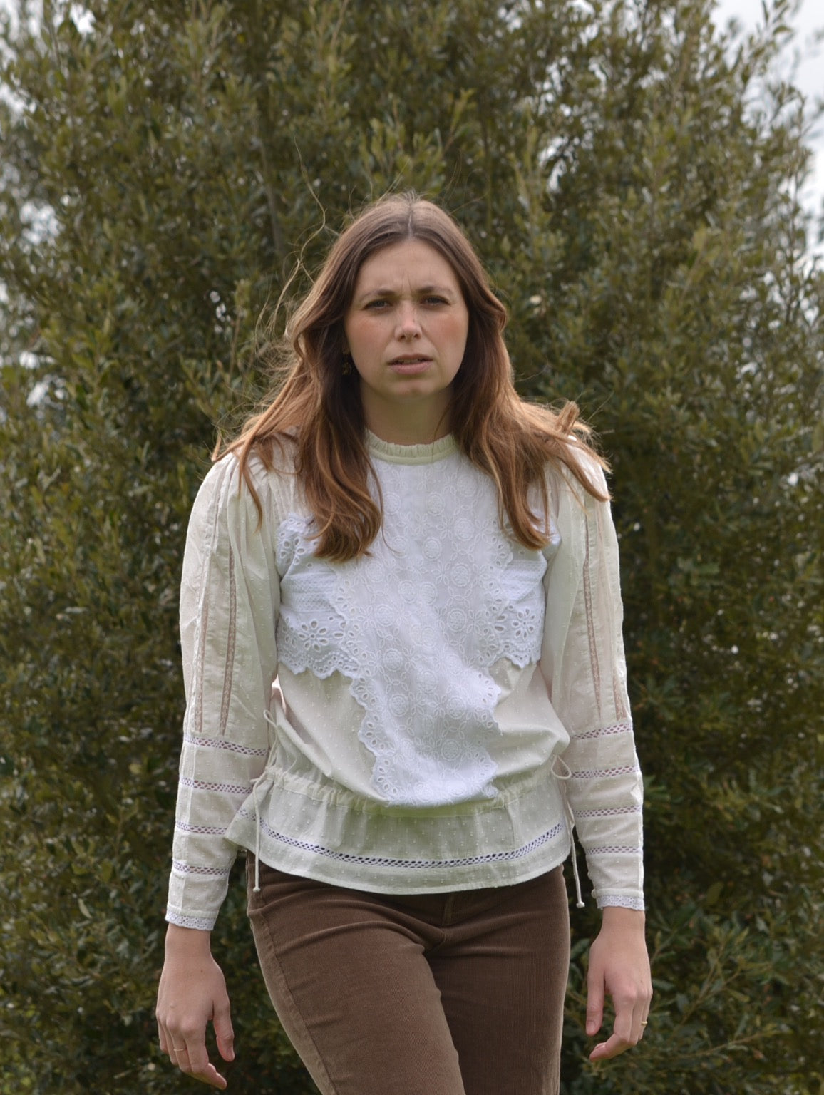 SAINSBURY COTTON LACE BLOUSE WHITE