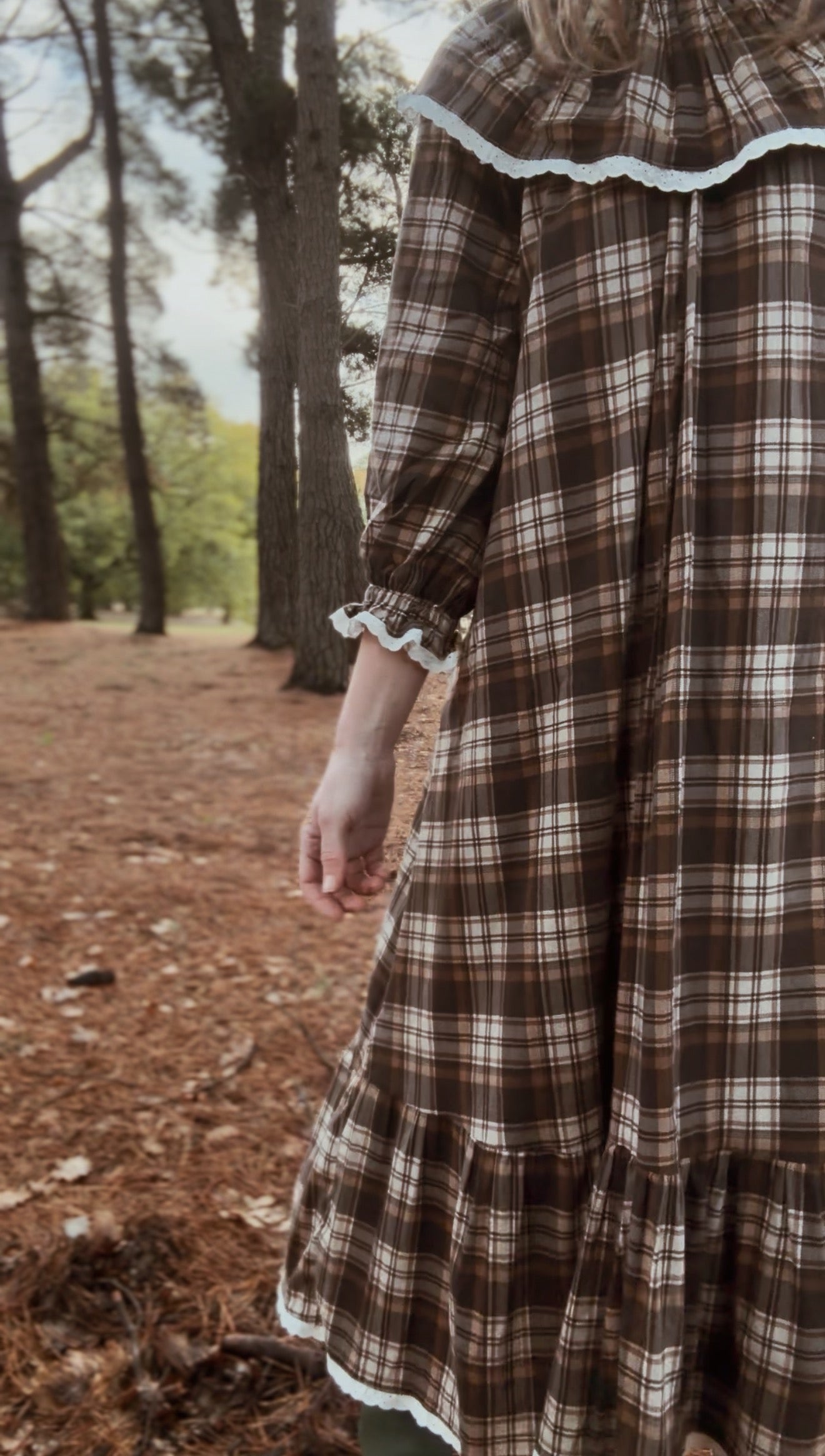 HETTIE SMOCK DRESS BROWN PLAID CHECK