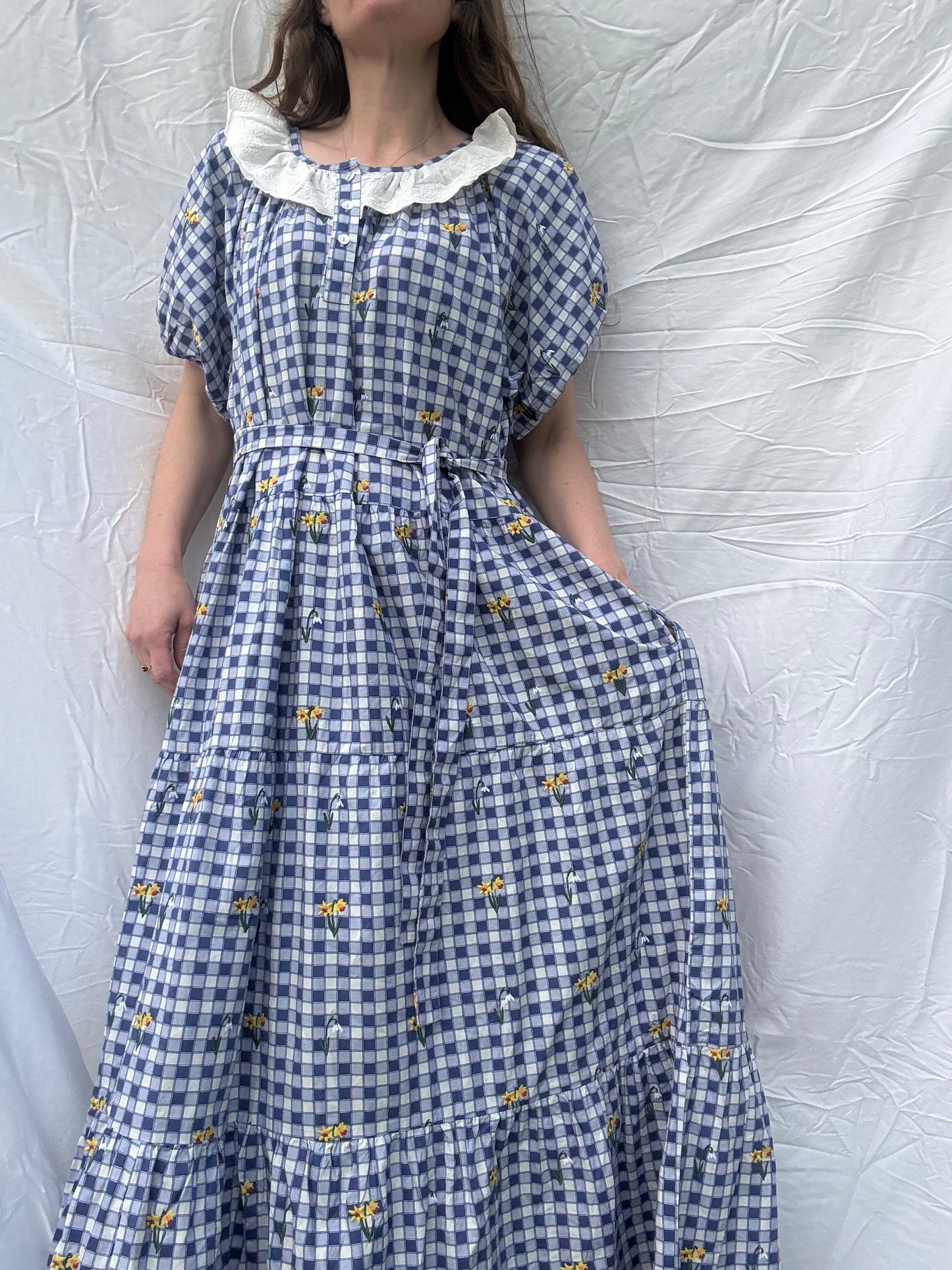 PRELOVED - 100% RECYCLED COTTON - DELPHINIUM BLUE GINGHAM XXL