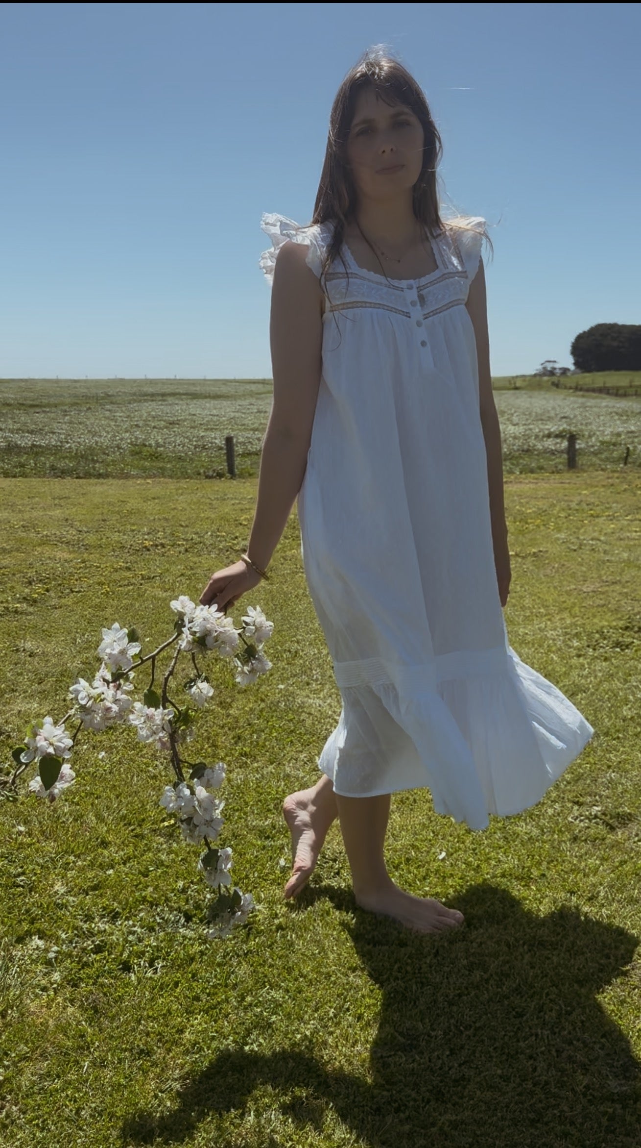 100% RECYCLED COTTON - ALICE DRESS -  WHITE