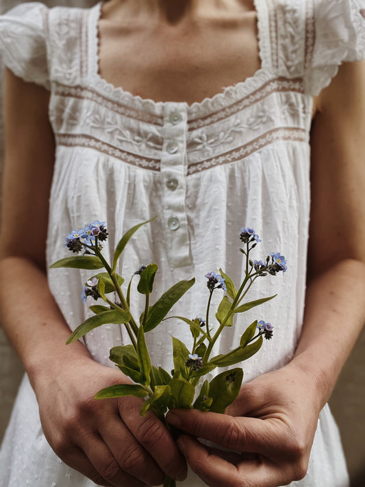 100% RECYCLED COTTON - ALICE DRESS -  WHITE