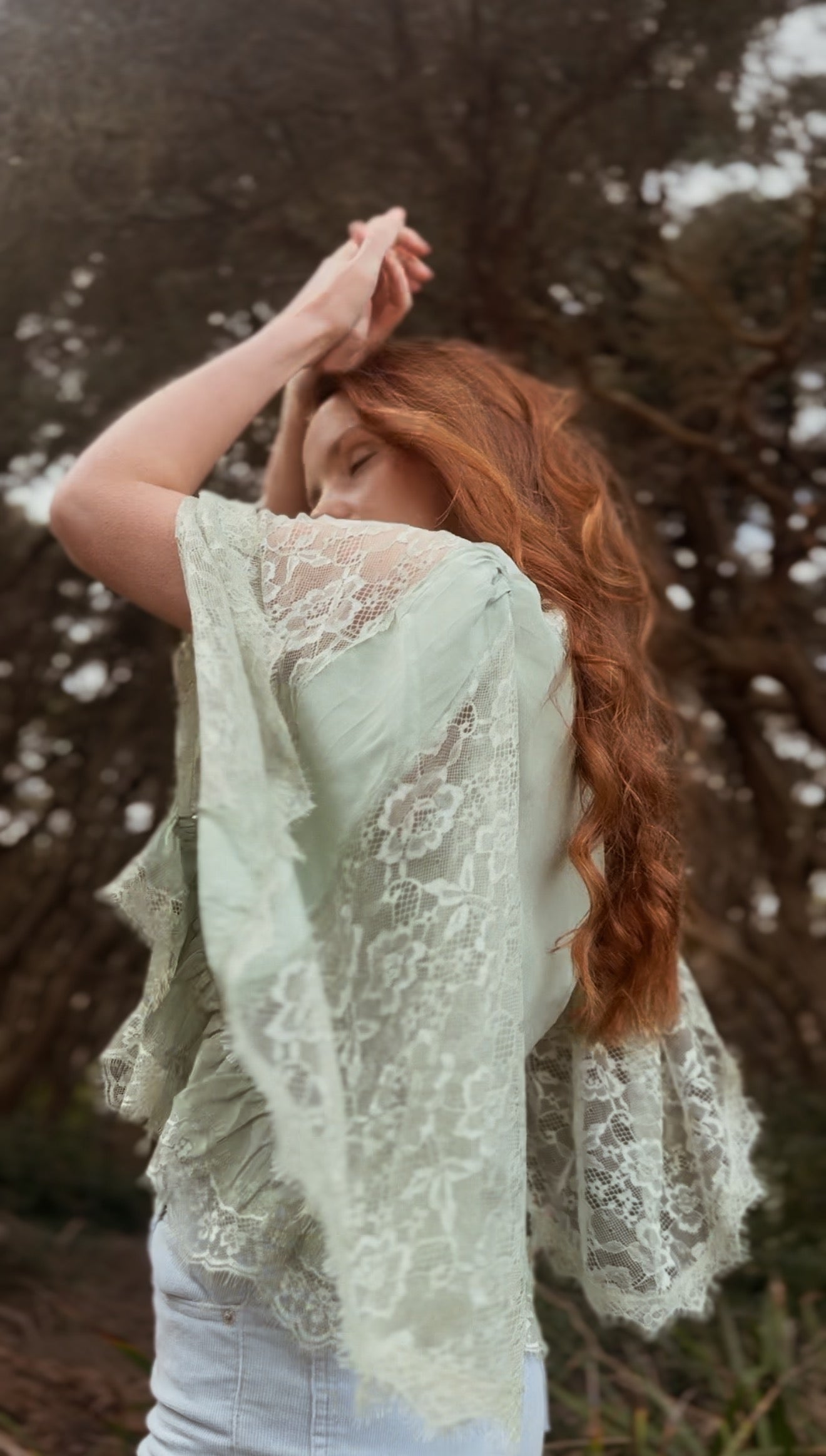 AMORET SILK CAPELET BLOUSE - SAGE