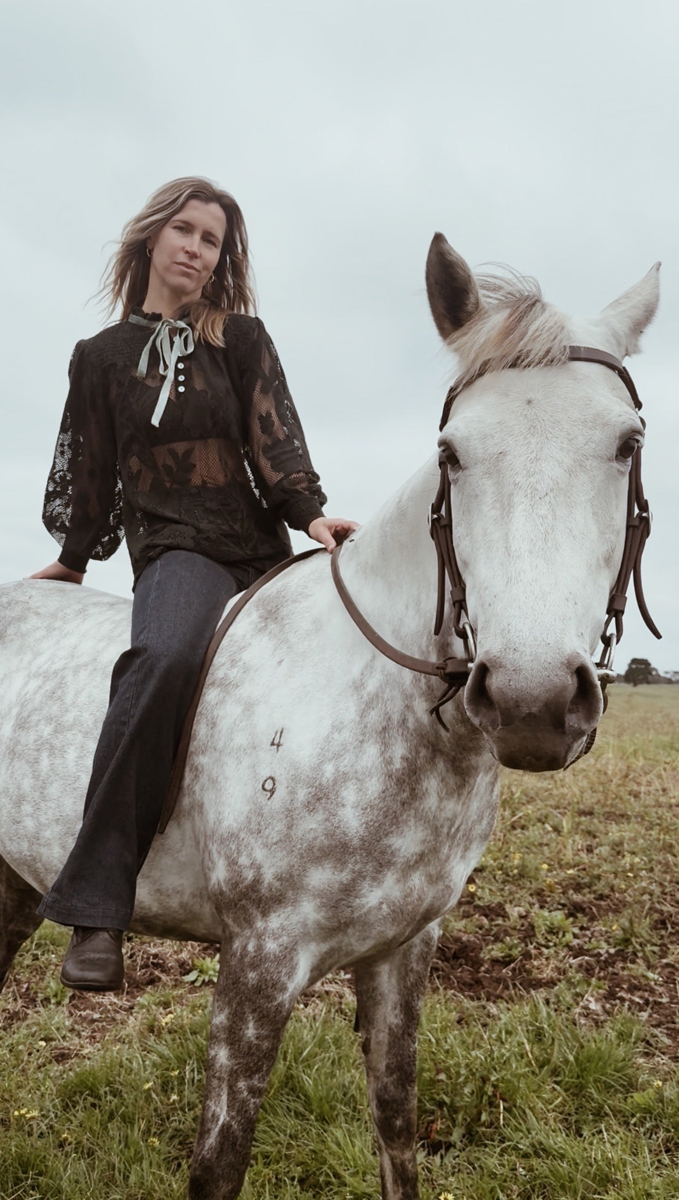 CELESTE CROCHET COTTON BLOUSE BLACK