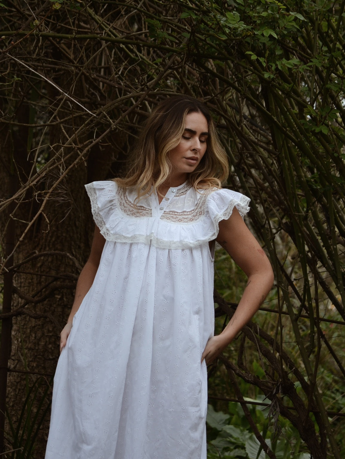 100% RECYCLED COTTON - REVERIE DRESS WHITE