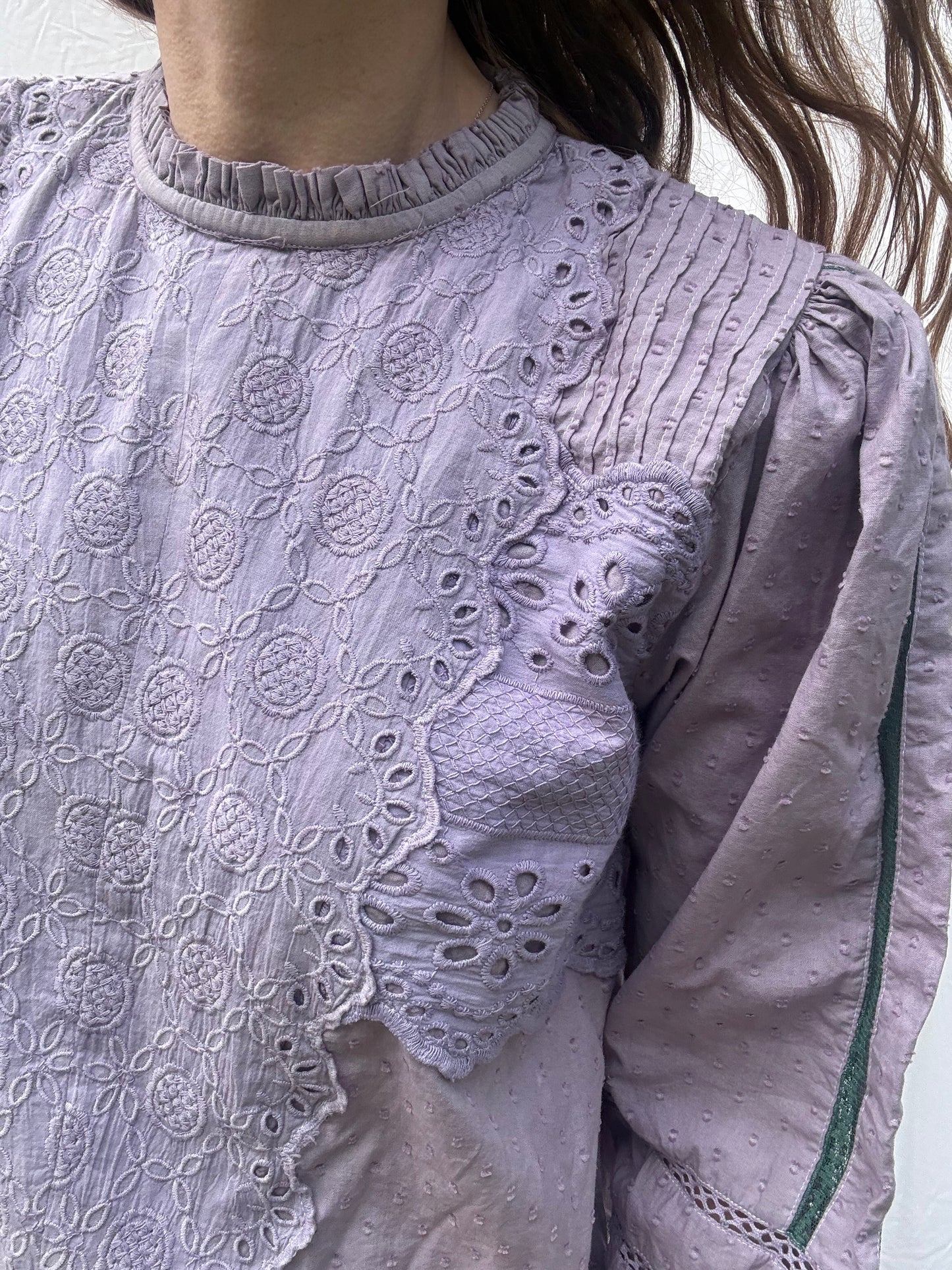 SAMPLE - SAINSBURY COTTON LACE BLOUSE LAVENDER SMALL