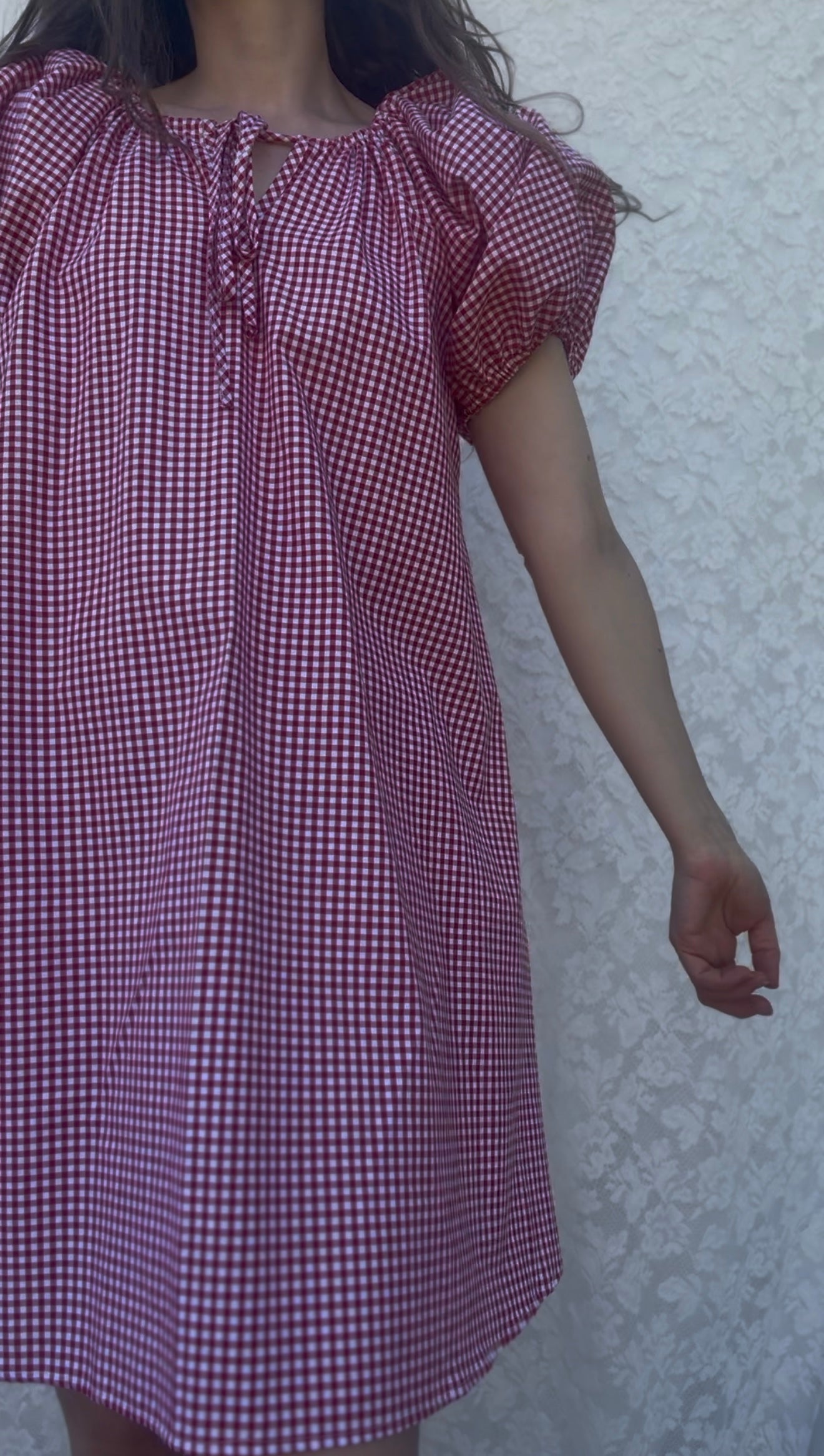 POPPY SMOCK DRESS RED GINGHAM COTTON