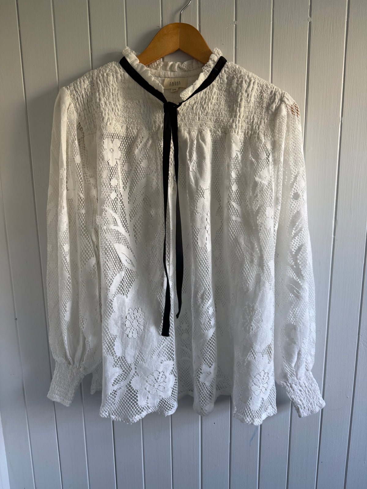 PRELOVED - CELESTE CROCHET COTTON BLOUSE WHITE XXL