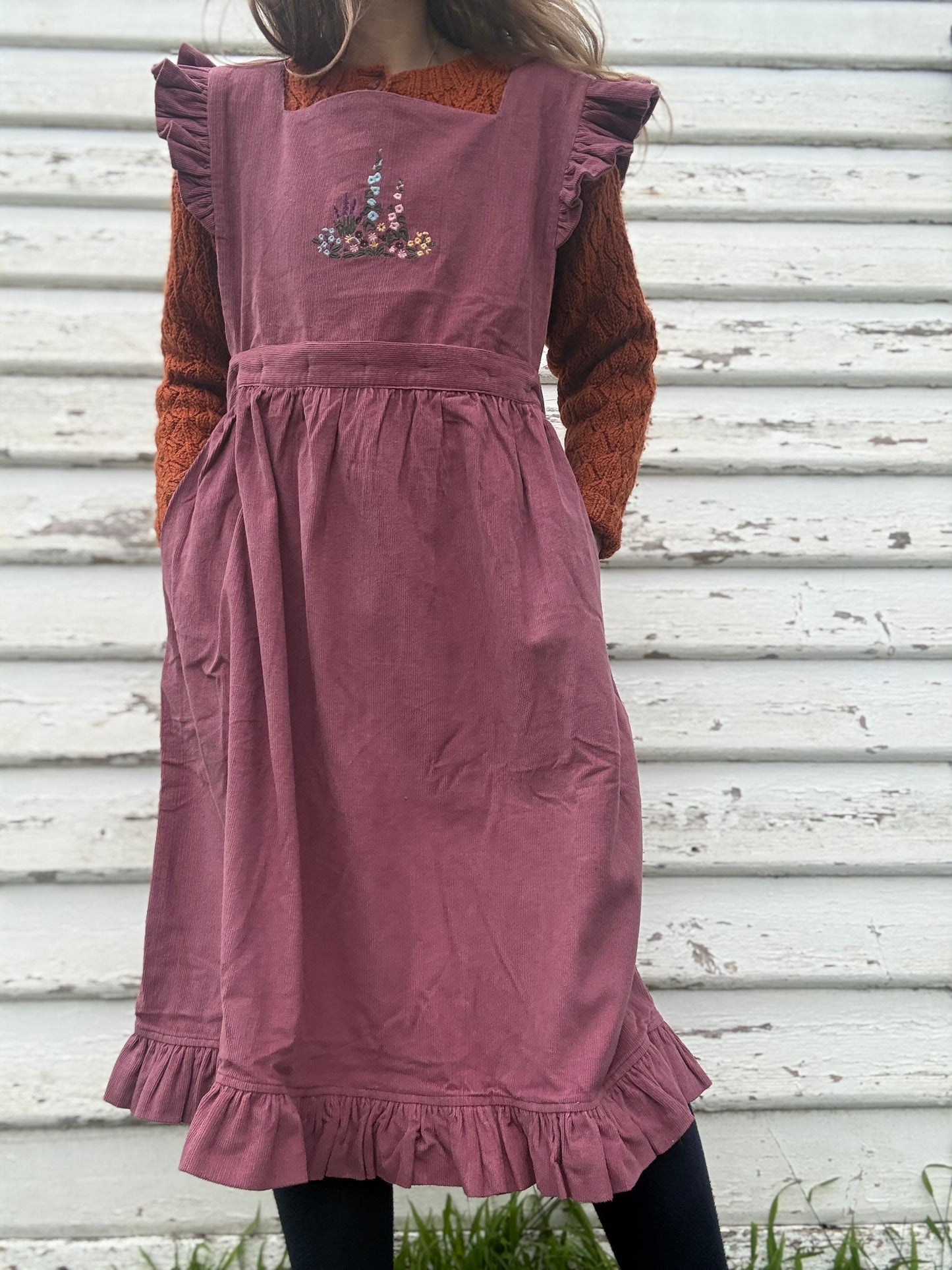 PRELOVED - 100% RECYCLED COTTON - ANOUK RUFFLE PINAFORE/SKIRT CORDUROY XXXL