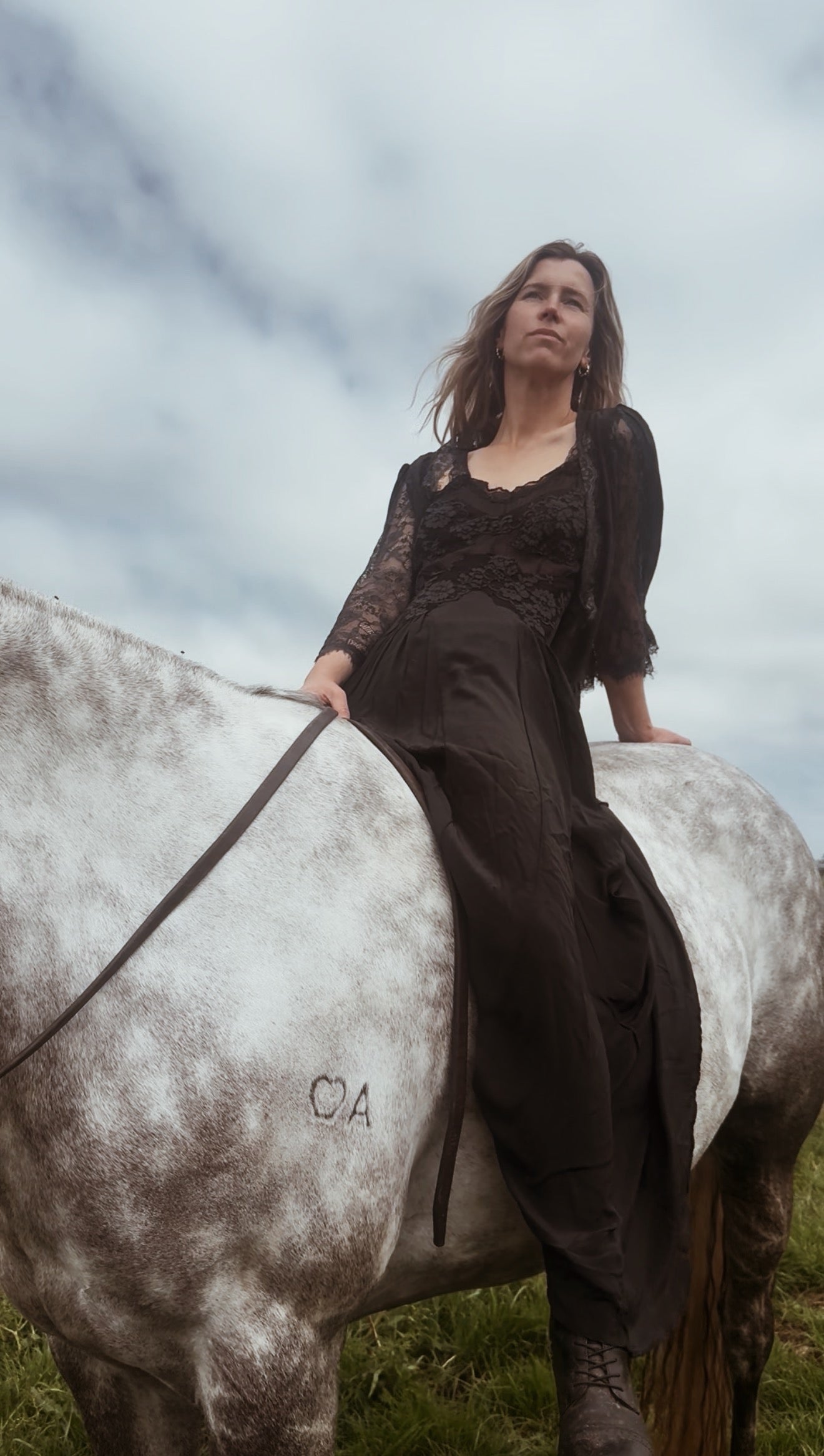 PREORDER AURORA SILK & LACE DRESS - BLACK