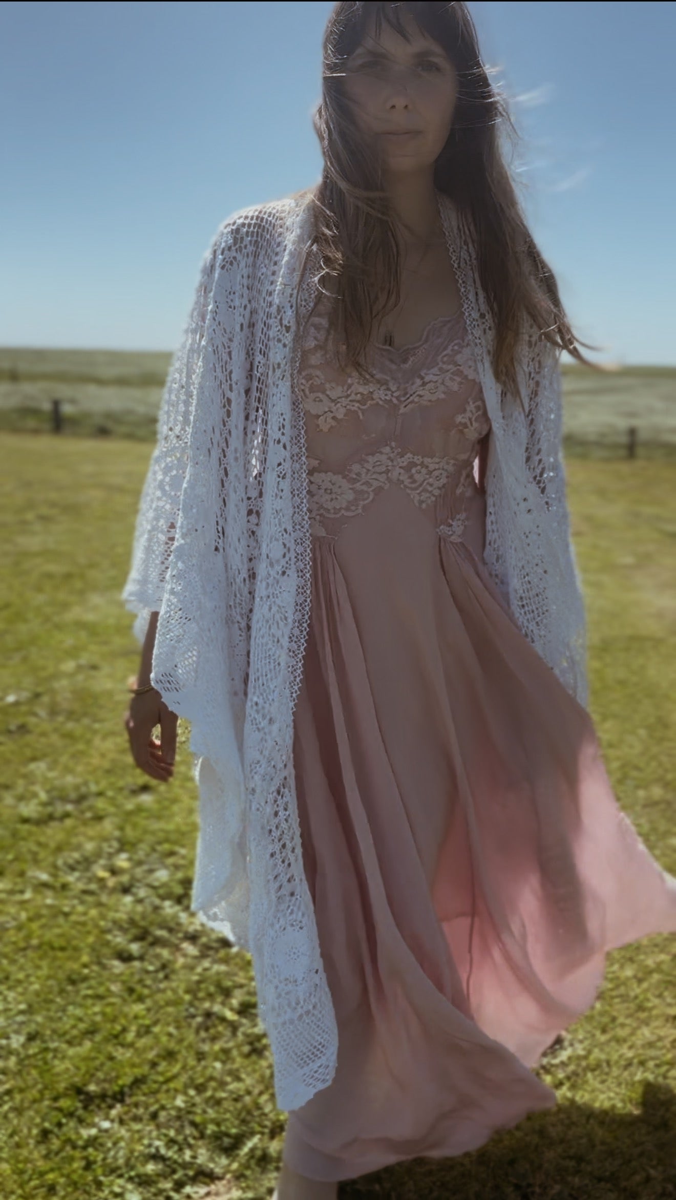 REWORKED - ONE OF A KIND WHITE CROCHET THROW - FREE SIZE