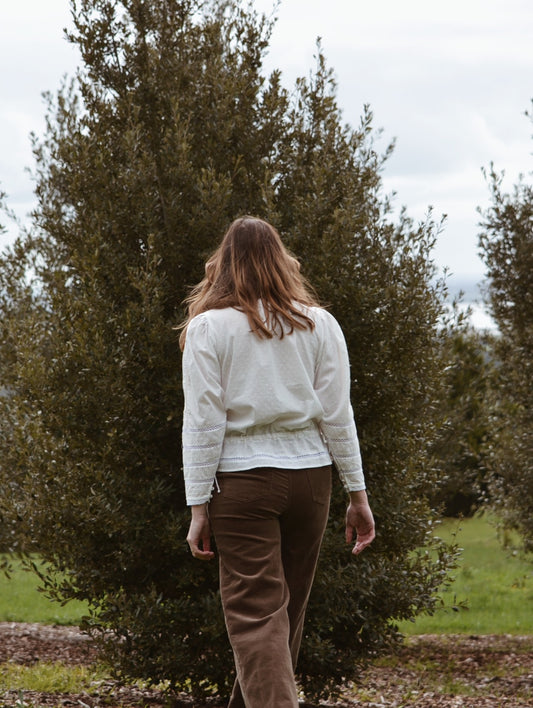 SAINSBURY COTTON LACE BLOUSE WHITE