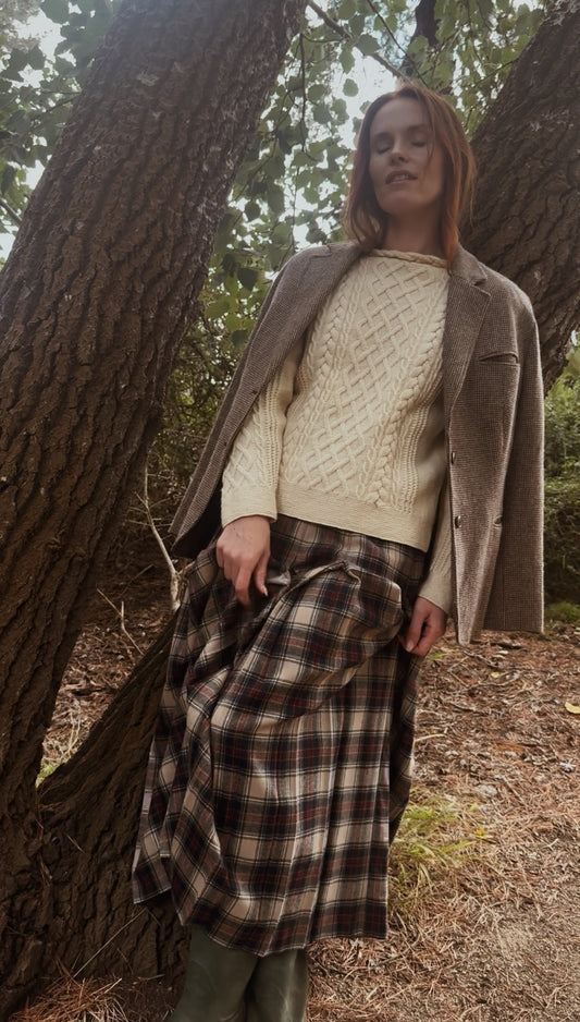 VINTAGE PELACO TARTAN WOOL PLEATED SKIRT XS-S