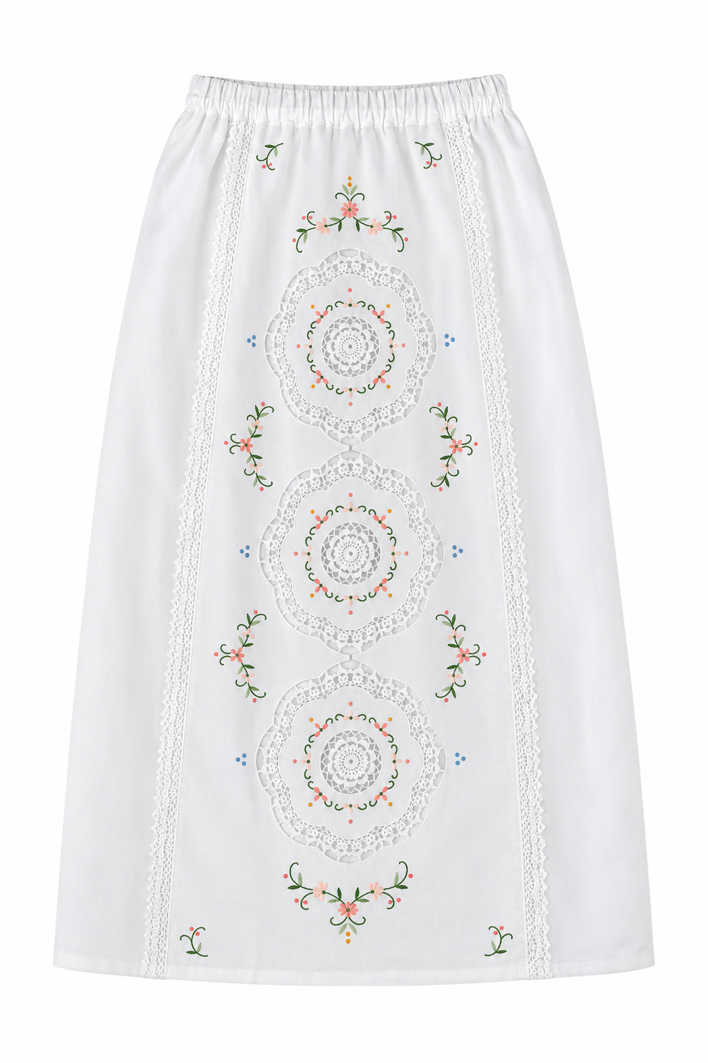 ONE OF A KIND CROCHET MEDALLION MIDI SKIRT M-L