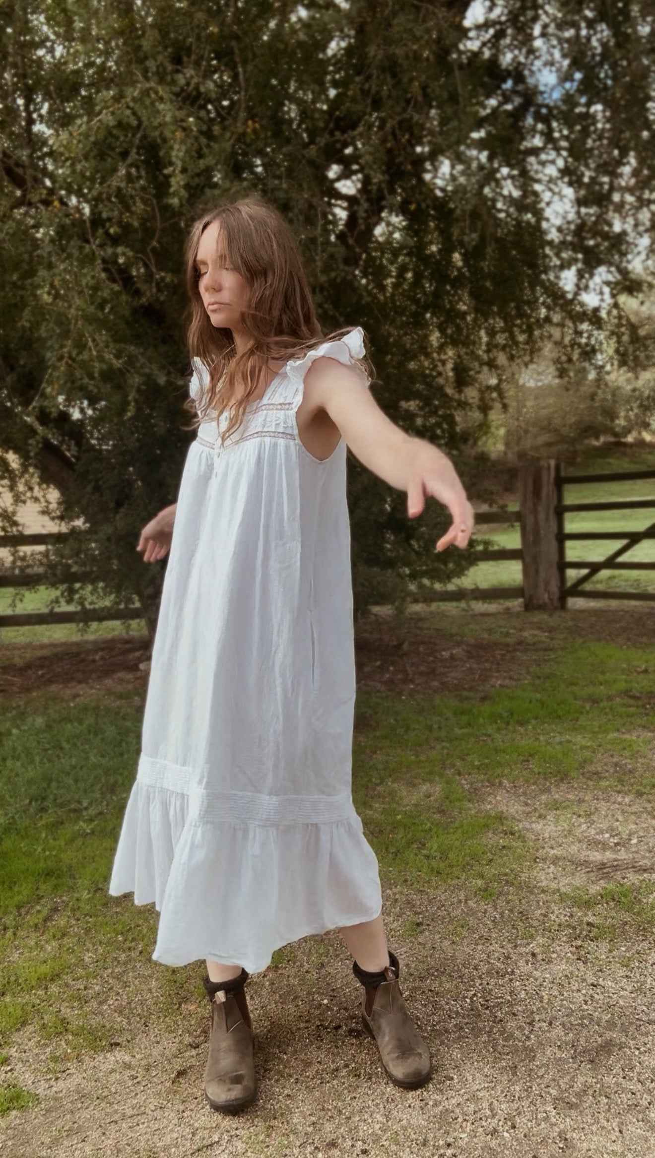 SMALL RESTOCK - 100% RECYCLED COTTON - ALICE DRESS -  WHITE