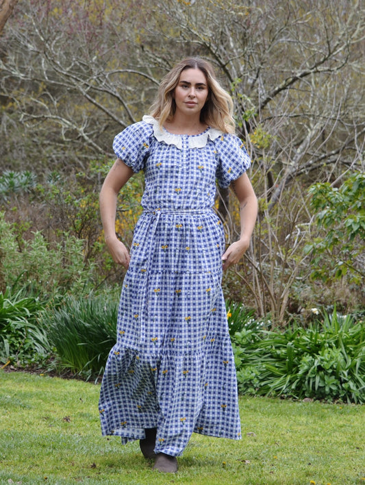 100% RECYCLED COTTON - DELPHINIUM BLUE GINGHAM