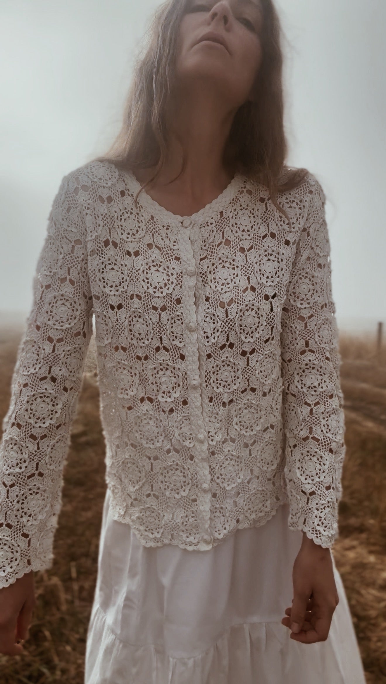 REWORKED CROCHET CARDIGAN OFF WHITE SMALL