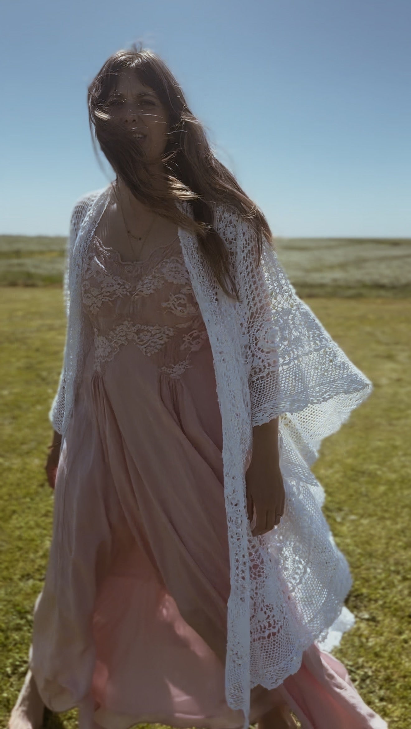 REWORKED - ONE OF A KIND WHITE CROCHET THROW - FREE SIZE