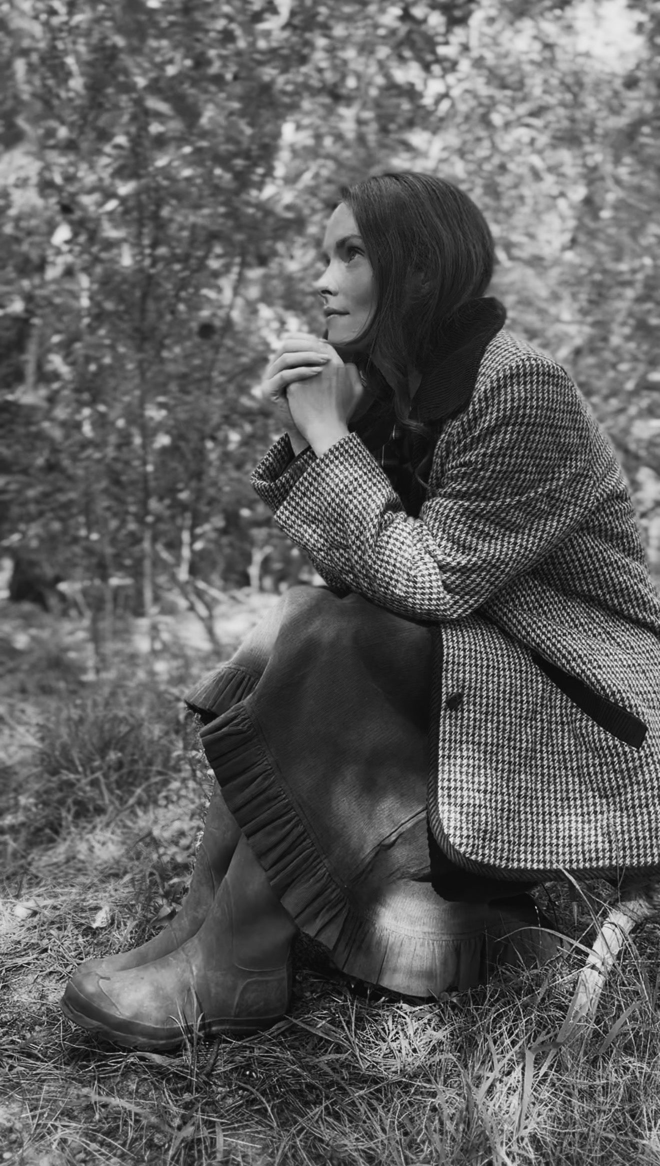 VINTAGE MIMS QUILTED WOOL HOUNDSTOOTH JACKET M