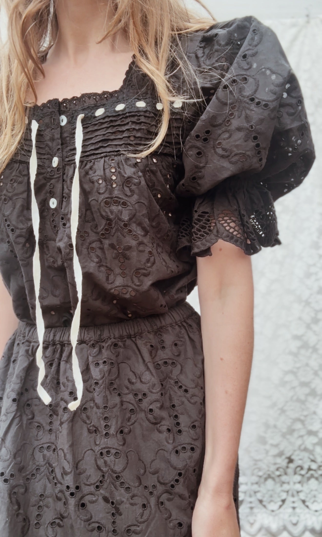 100% RECYCLED COTTON - MORNING SONG BLOUSE BLACK