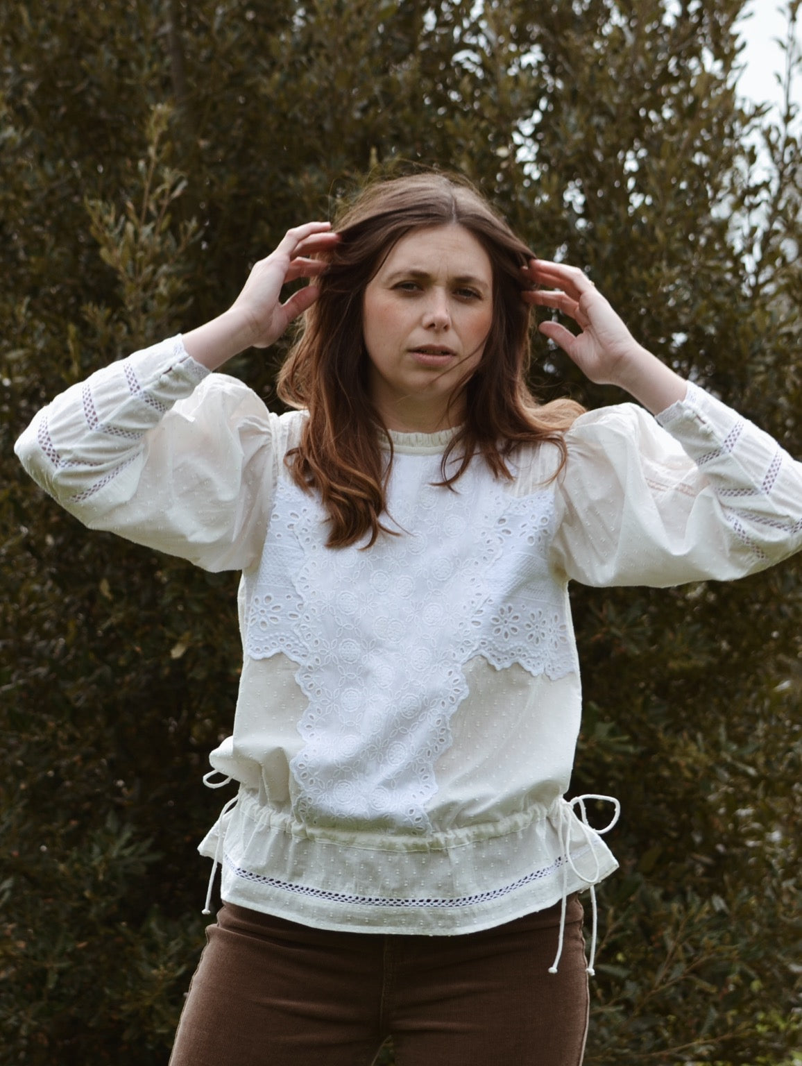 SAINSBURY COTTON LACE BLOUSE WHITE