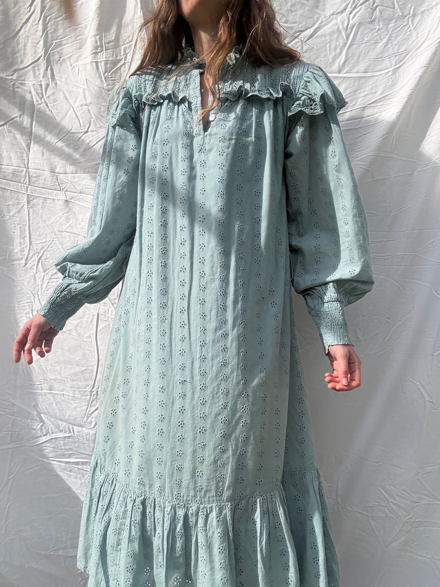 PRELOVED - 100% RECYCLED COTTON - CLOTHILDE DRESS DUSTY TEAL SMALL