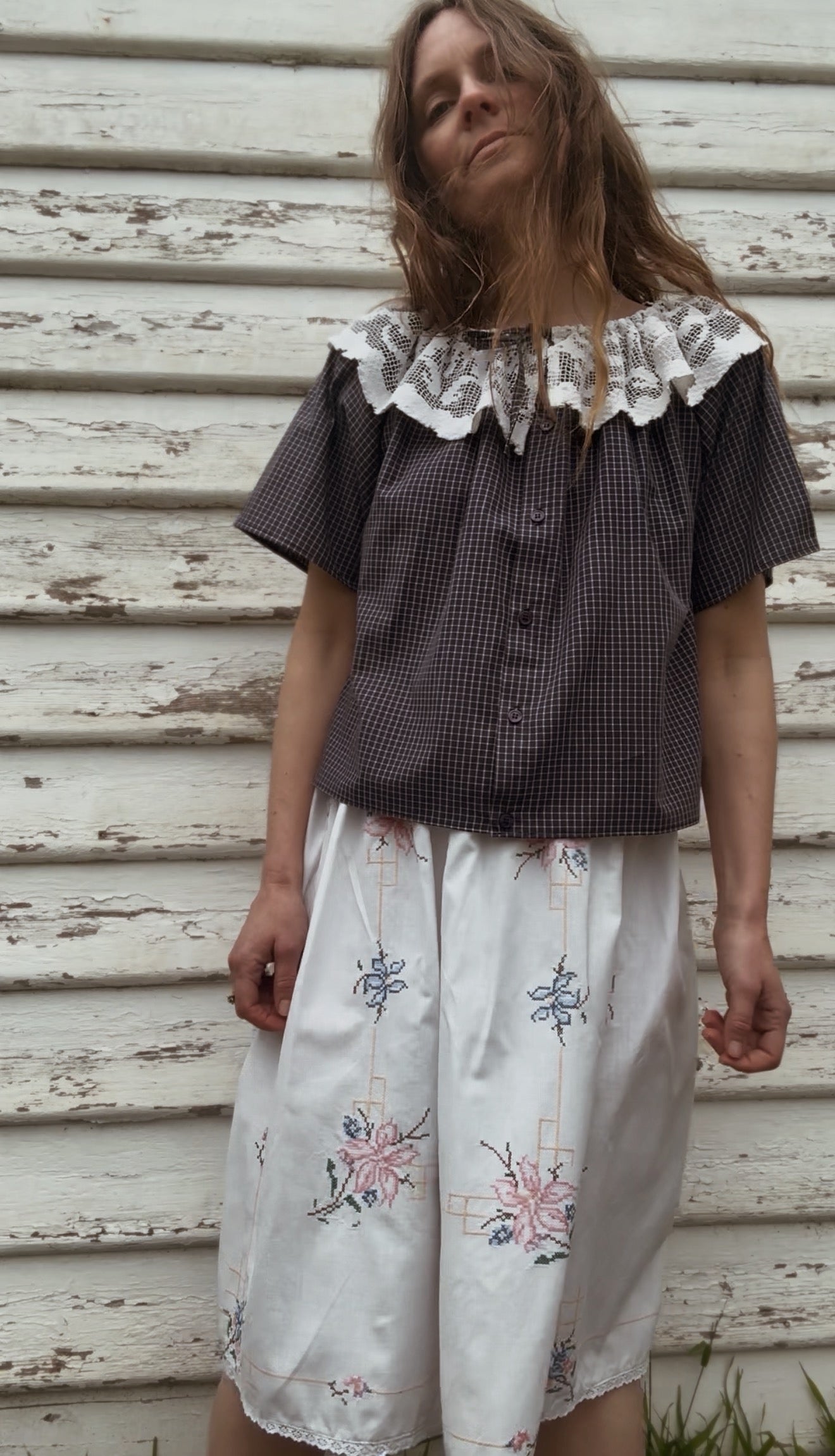 ONE OF A KIND VINTAGE FILET LACE BLOUSE — XS/S