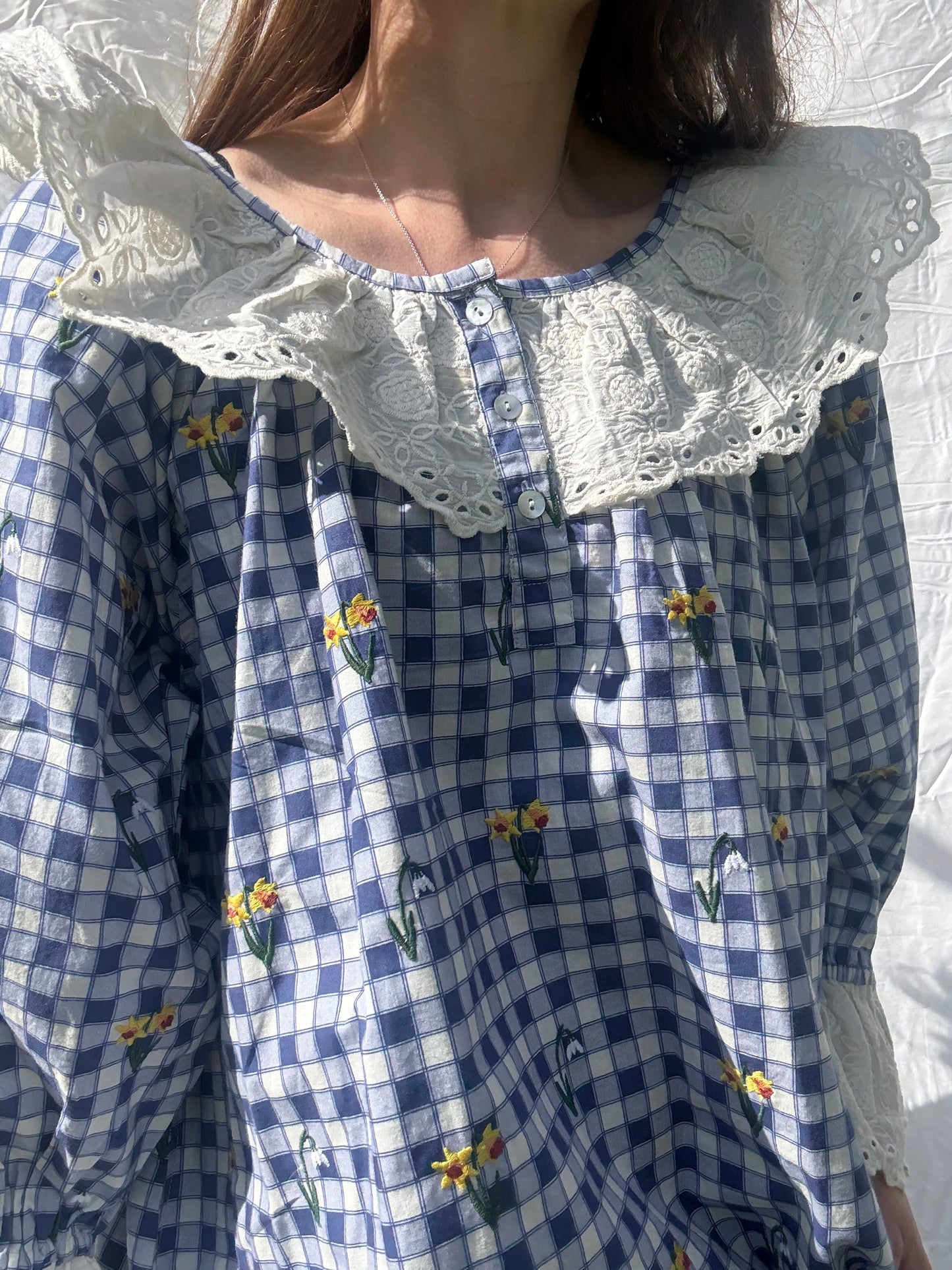 PRELOVED - 100% RECYCLED COTTON - MARTHA BLUE GINGHAM XXL