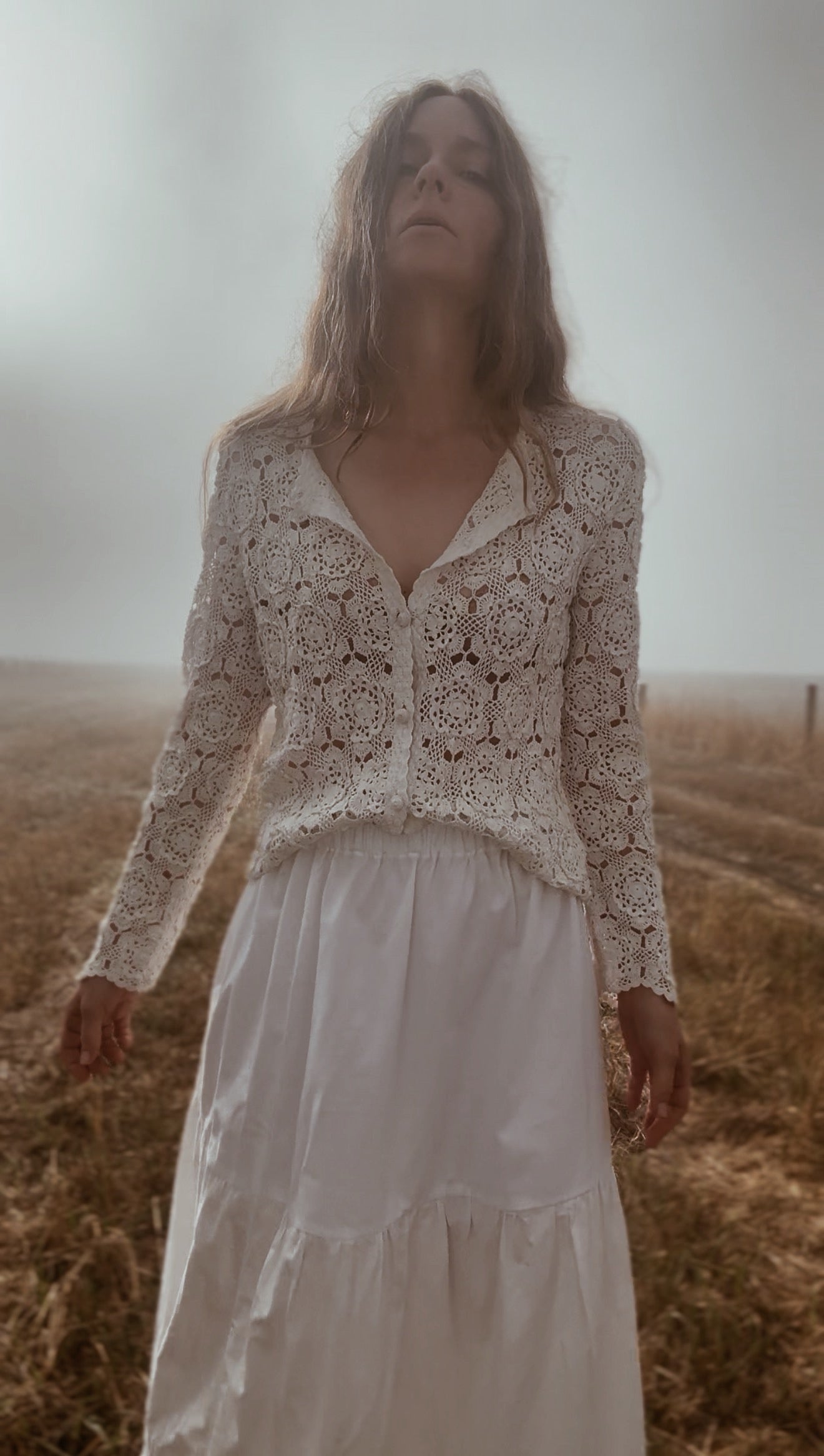 REWORKED CROCHET CARDIGAN OFF WHITE SMALL