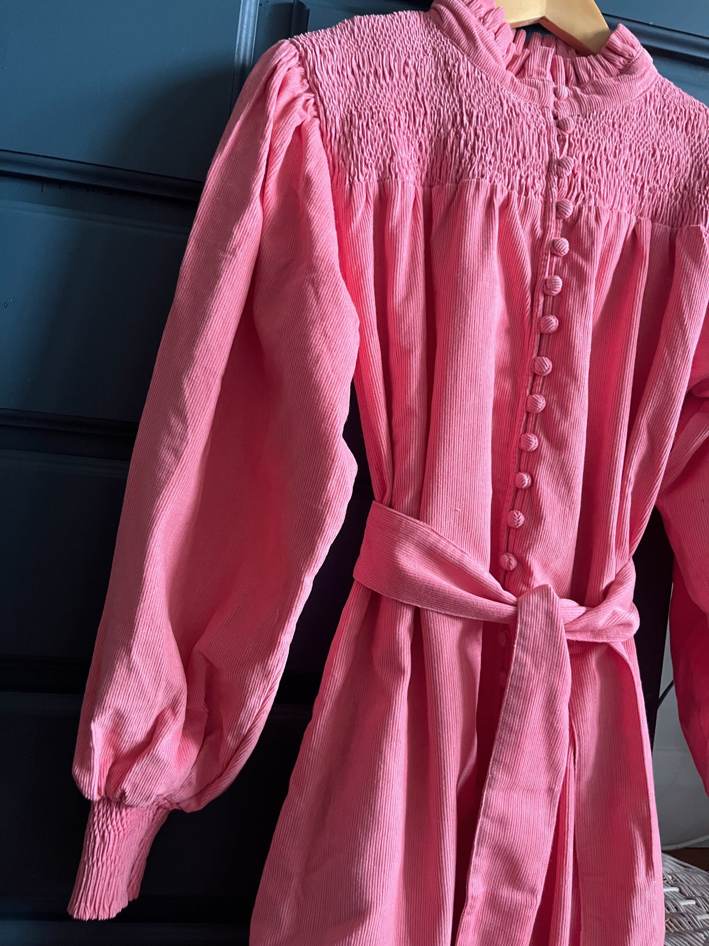 100% COTTON CORDUROY - CLOTHILDE DRESS CERISE PINK