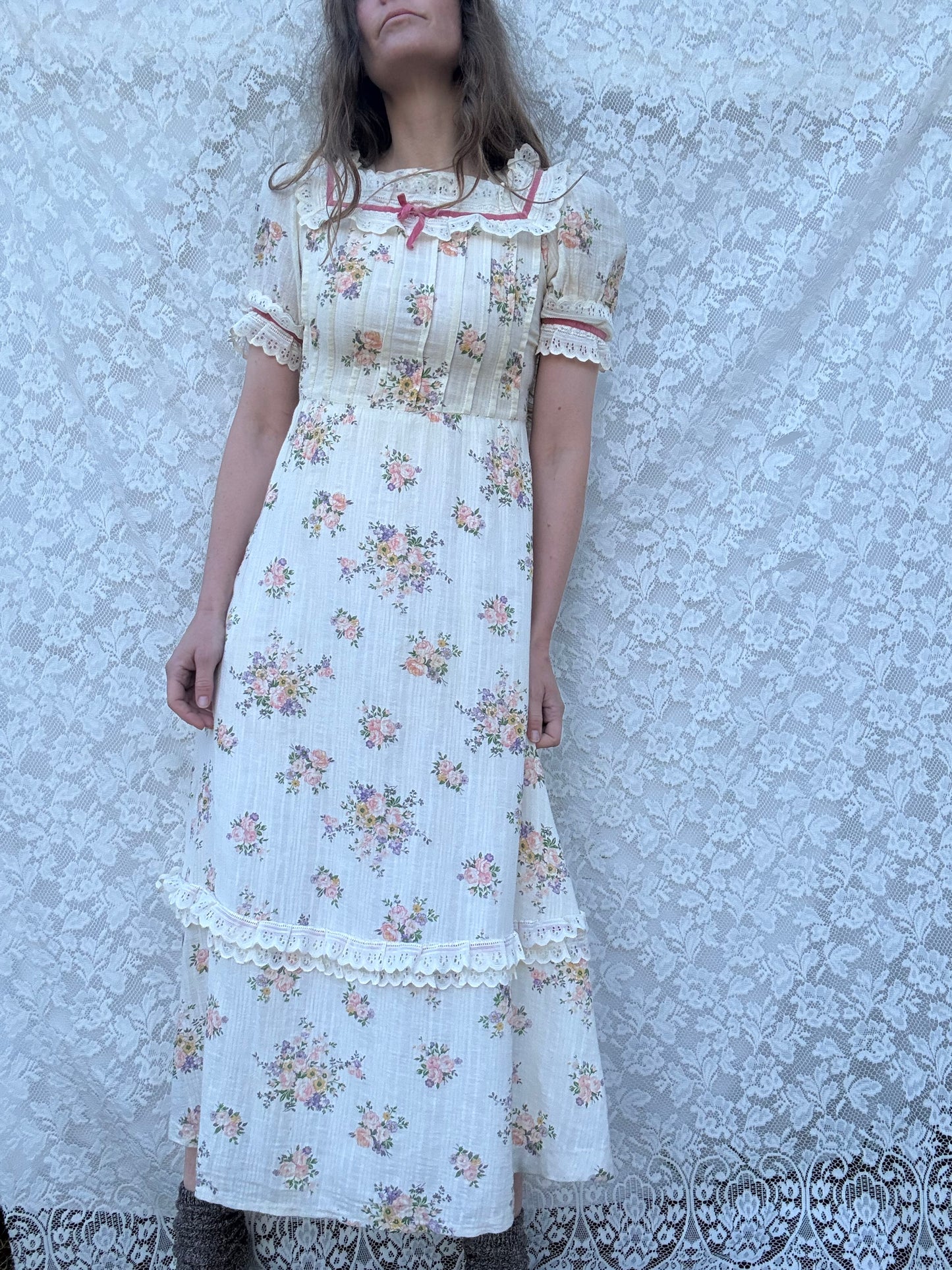 VINTAGE 1970’S PRAIRIE DRESS SIZE XS