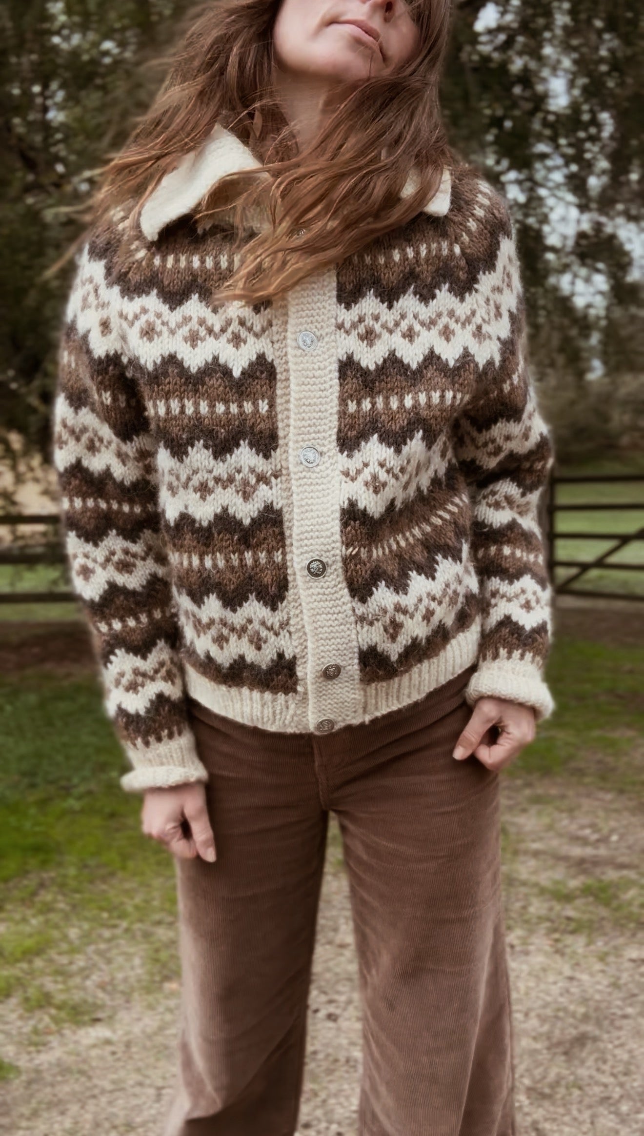 HAND KNIT WOOL CARDIGAN - ONE OF A KIND XS-L