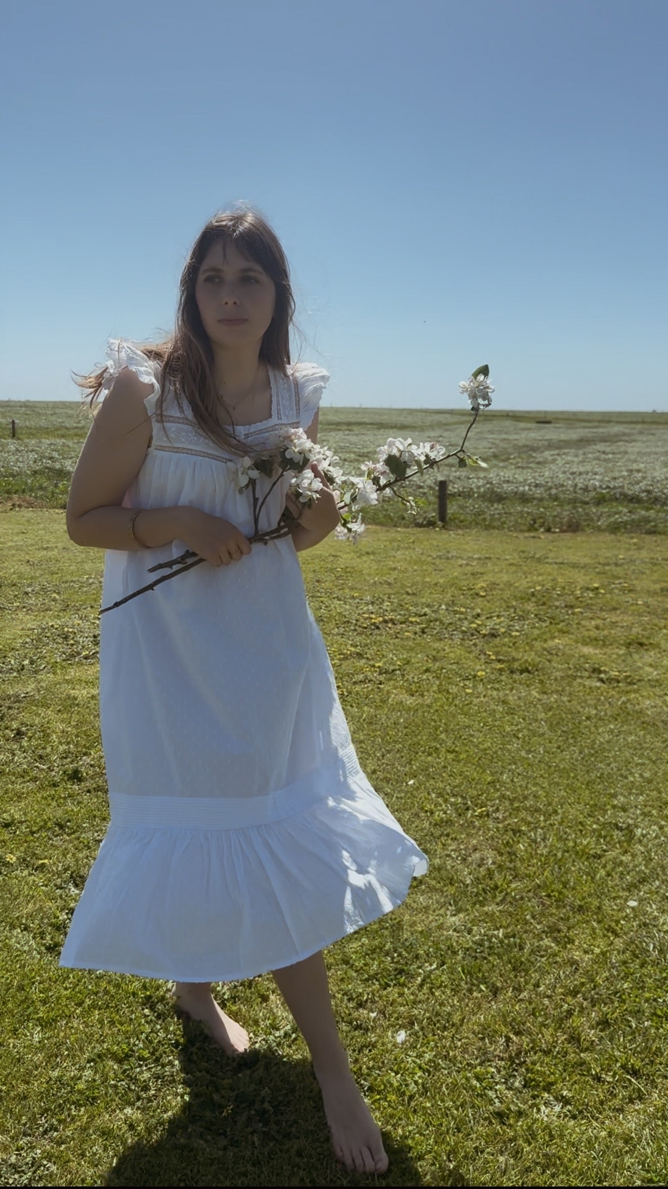 100% RECYCLED COTTON - ALICE DRESS -  WHITE