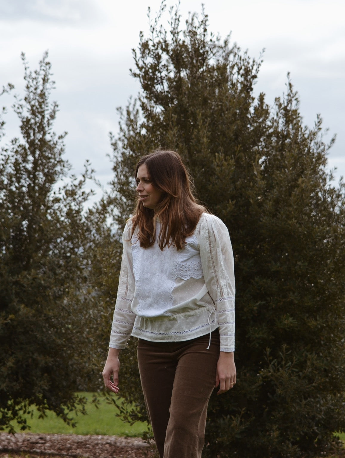 SAINSBURY COTTON LACE BLOUSE WHITE