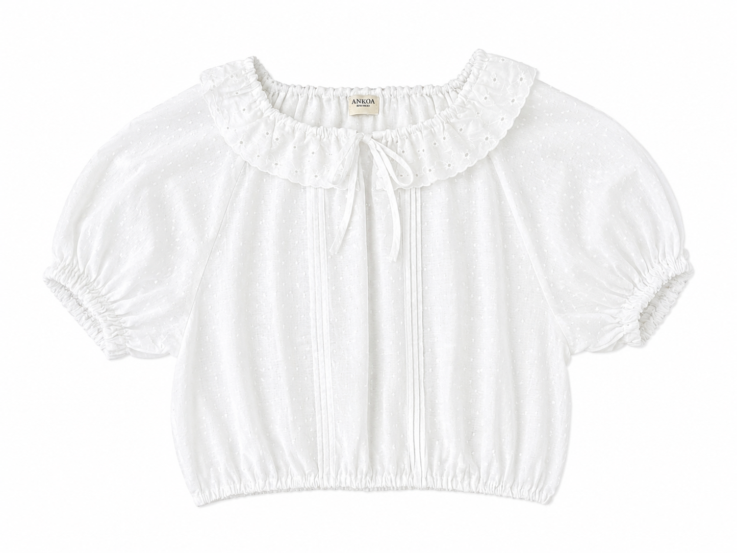 ONE OF A KIND SMOCK FRILL BLOUSE WHITE S-M