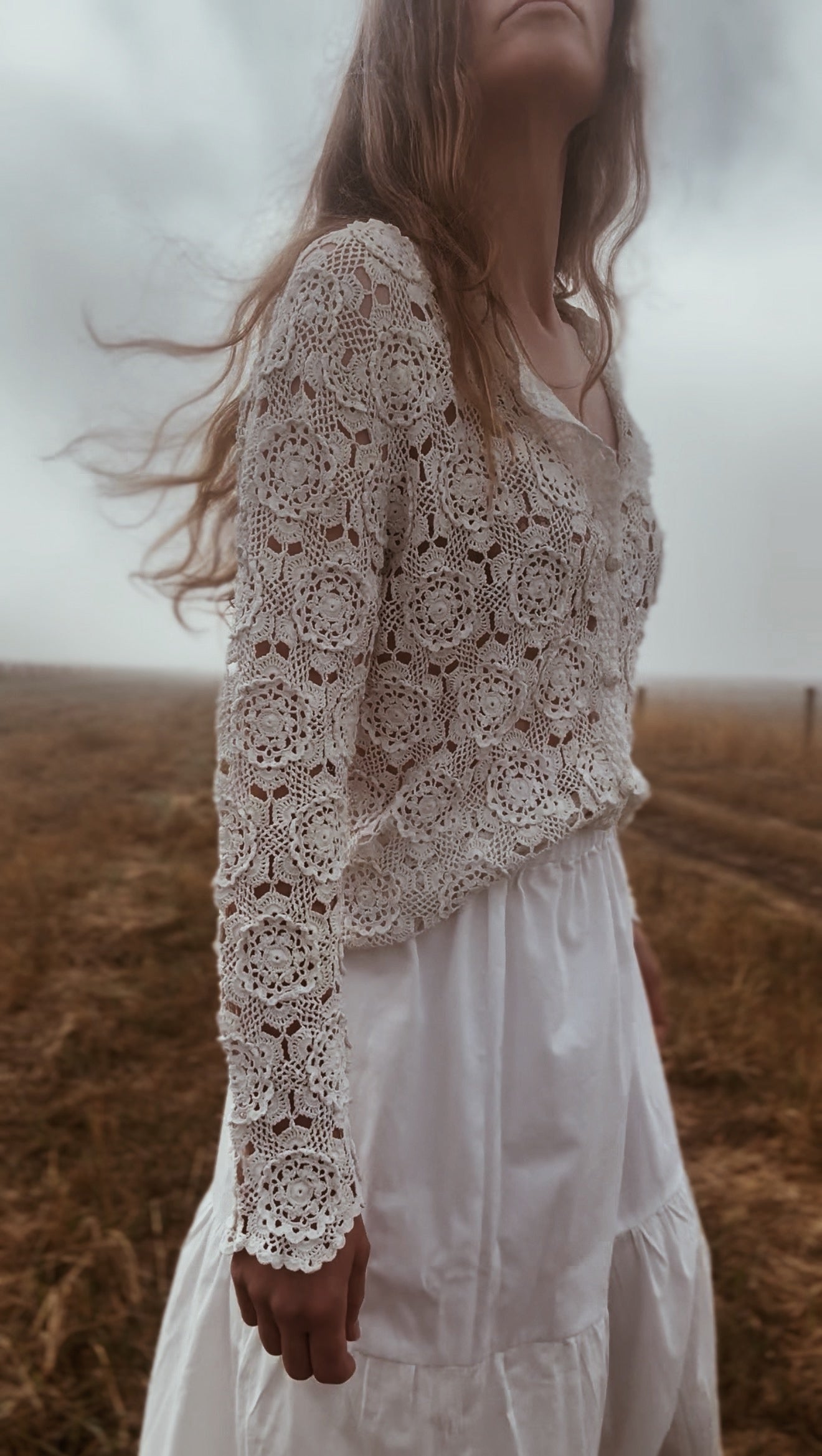 REWORKED CROCHET CARDIGAN OFF WHITE SMALL