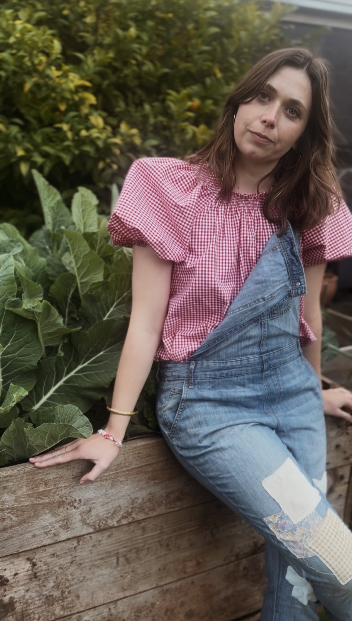 ANYA SMOCK BLOUSE RED GINGHAM COTTON