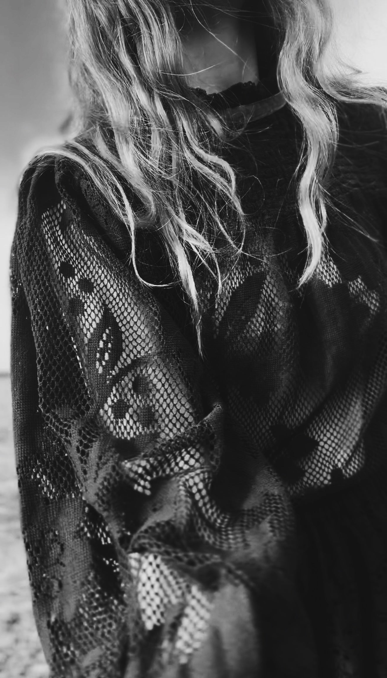 CELESTE CROCHET COTTON BLOUSE BLACK