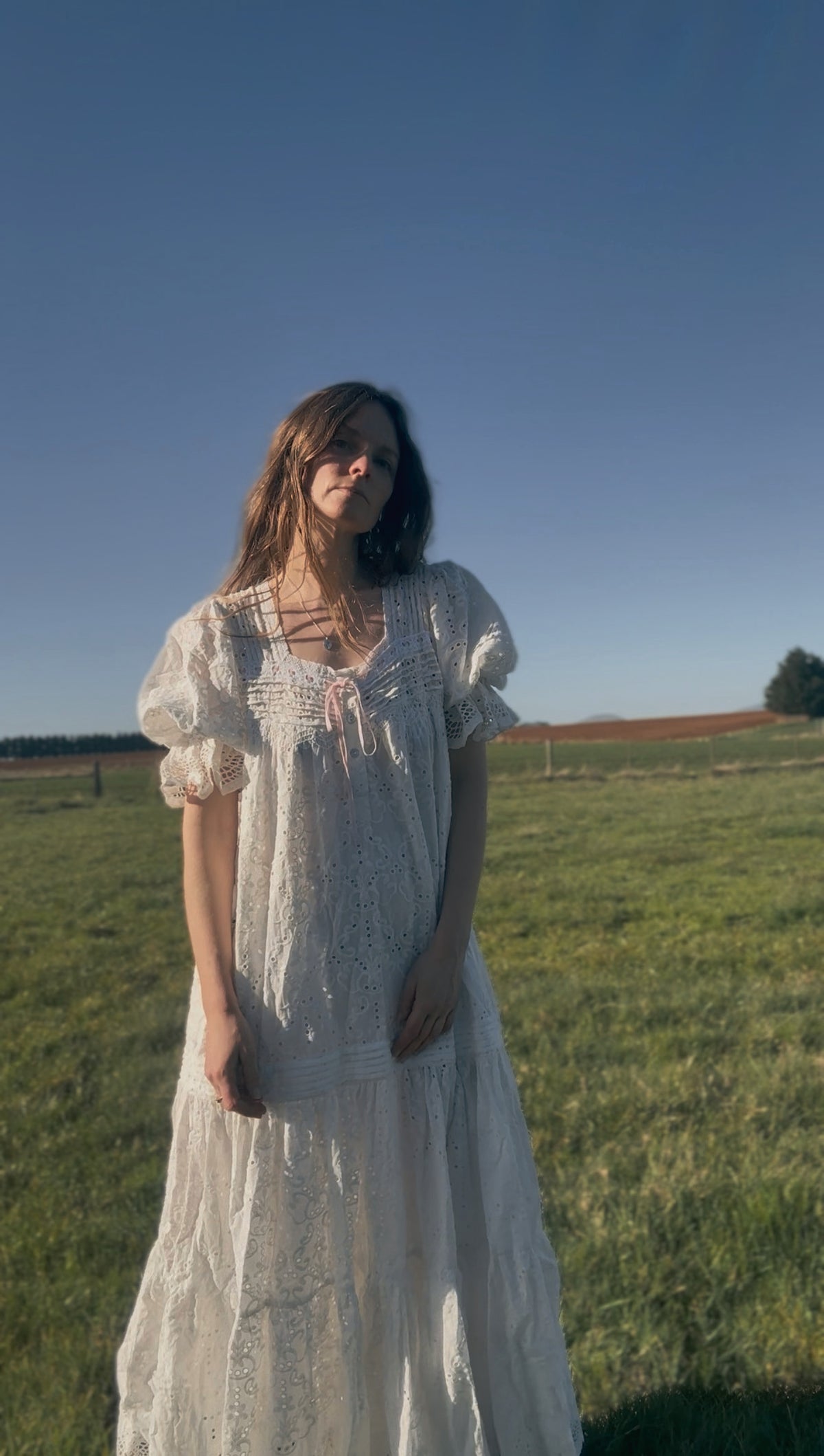 100% RECYCLED COTTON - MORNING SONG DRESS WHITE BRODERIE COTTON