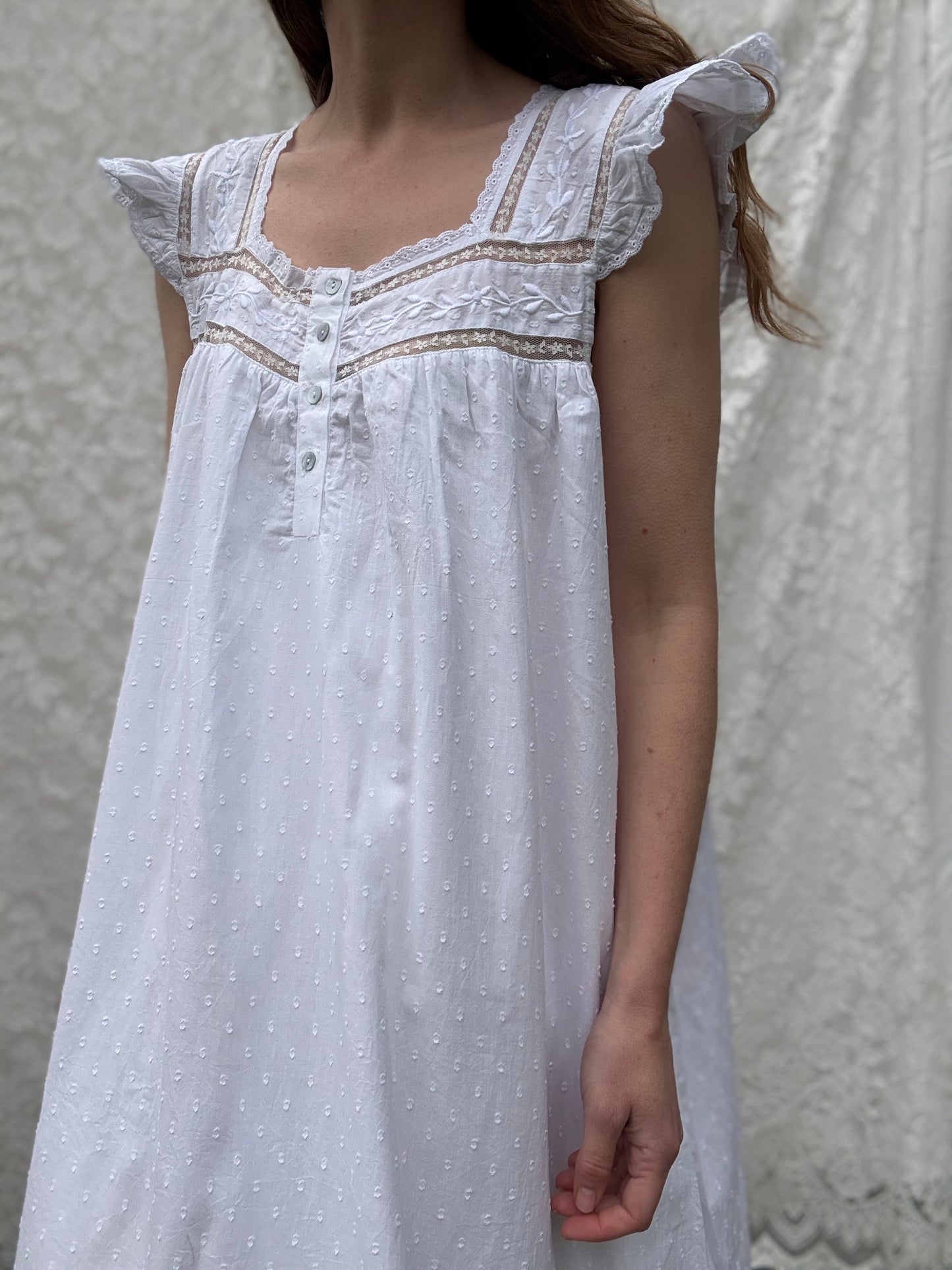 PRELOVED 100% RECYCLED COTTON - ALICE DRESS -  WHITE M