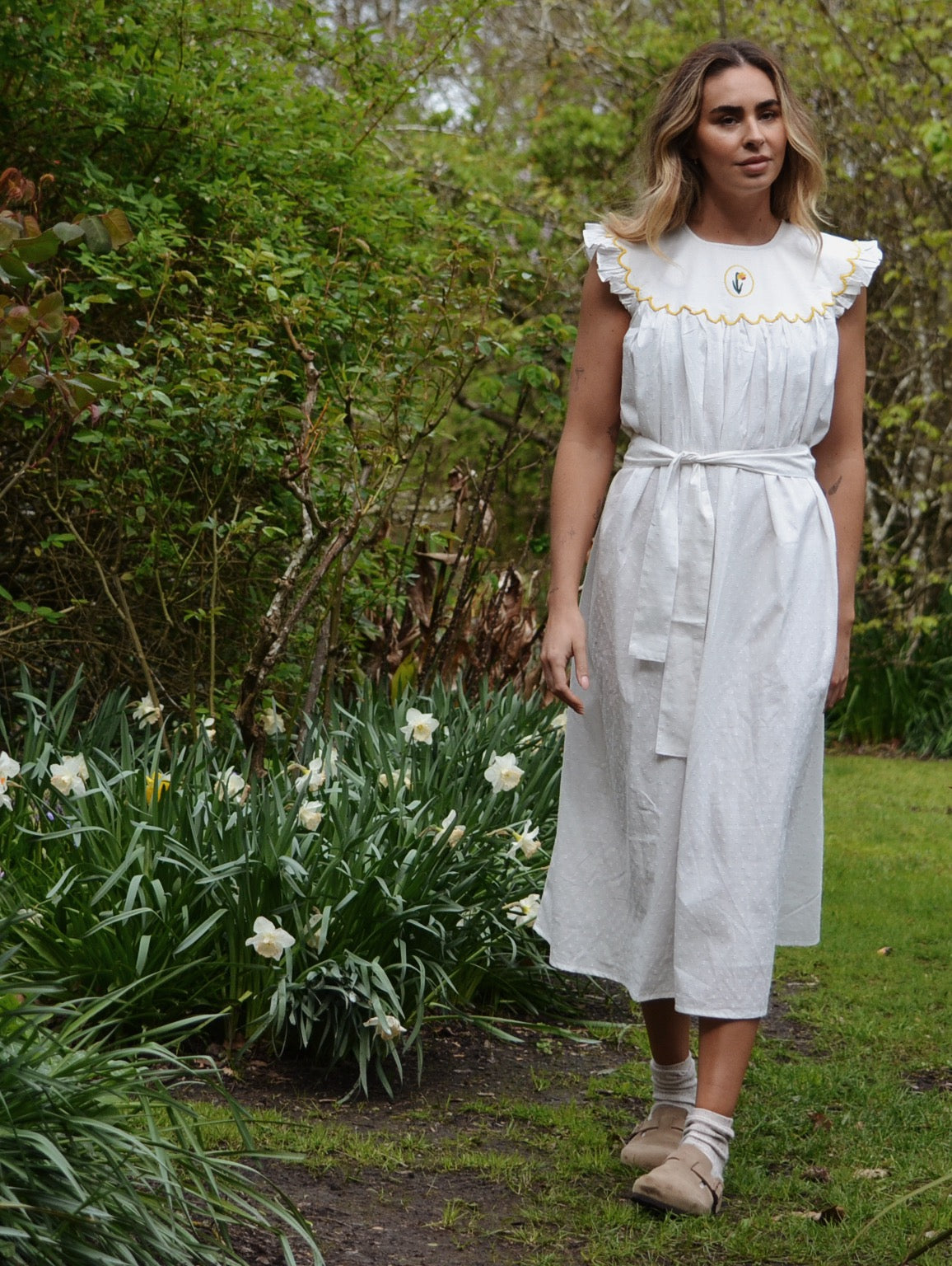 100% RECYCLED DOBBY COTTON - SUMMER BREEZE DAFFODIL NIGHT/DAY DRESS