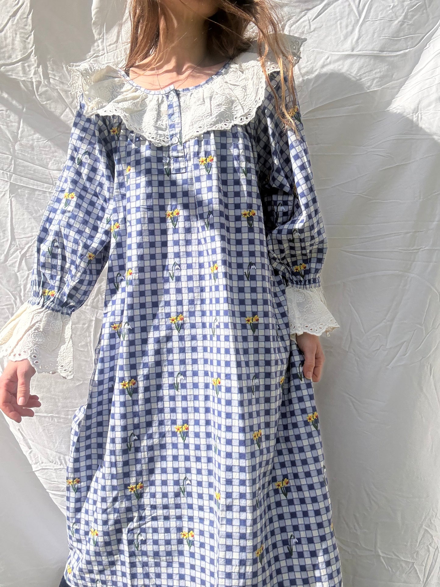 PRELOVED - 100% RECYCLED COTTON - MARTHA BLUE GINGHAM XXL