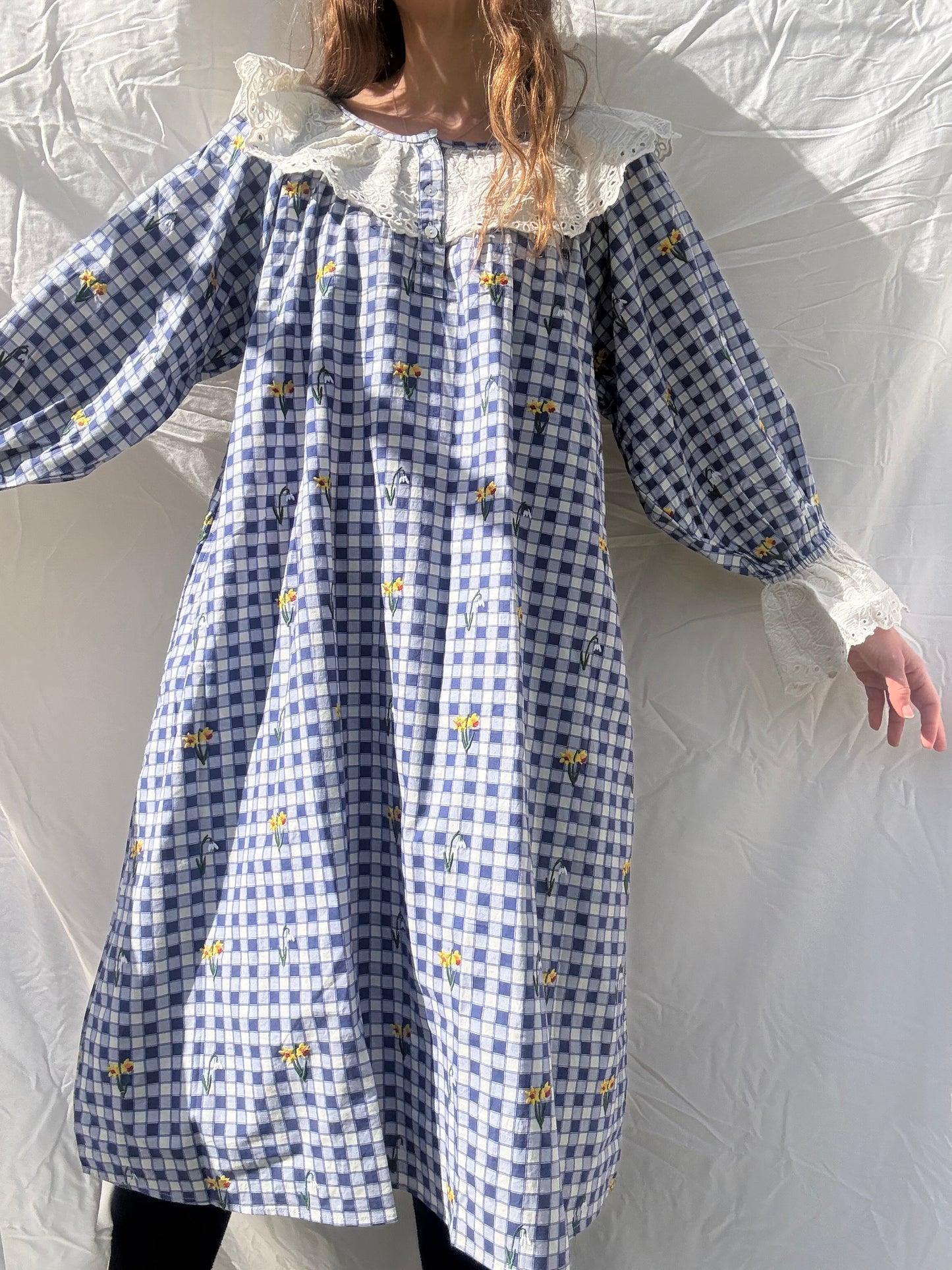 PRELOVED - 100% RECYCLED COTTON - MARTHA BLUE GINGHAM XXL