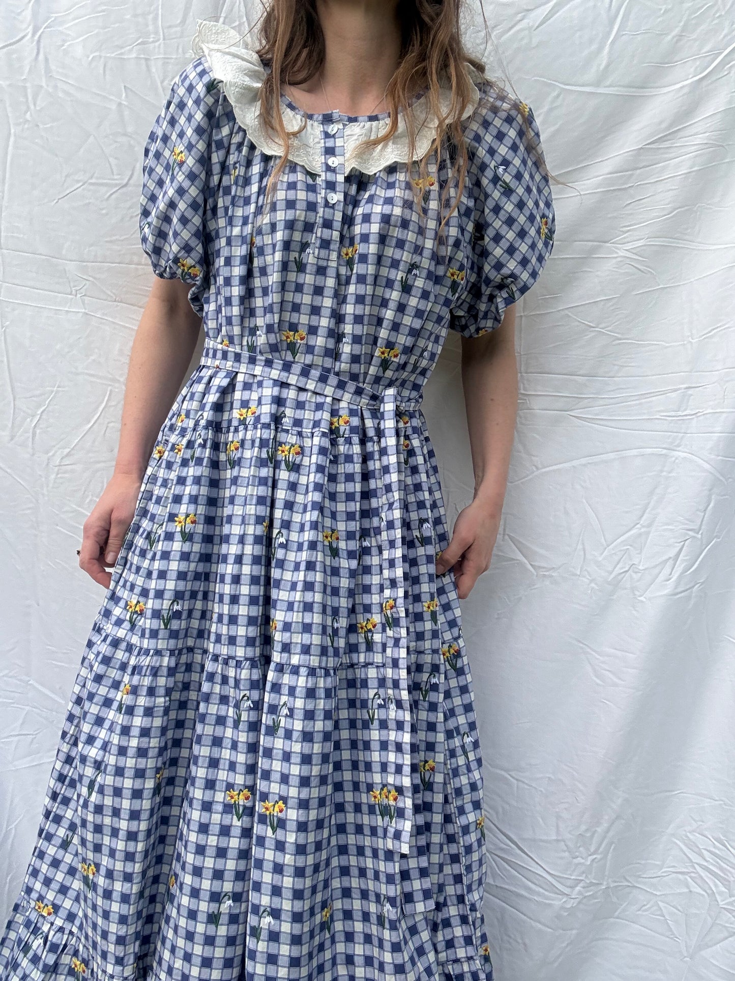 PRELOVED - 100% RECYCLED COTTON - DELPHINIUM BLUE GINGHAM XXL