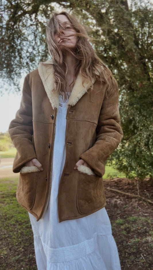 VINTAGE SHEARLING JACKET - GENUINE SHEEPSKIN XS - M