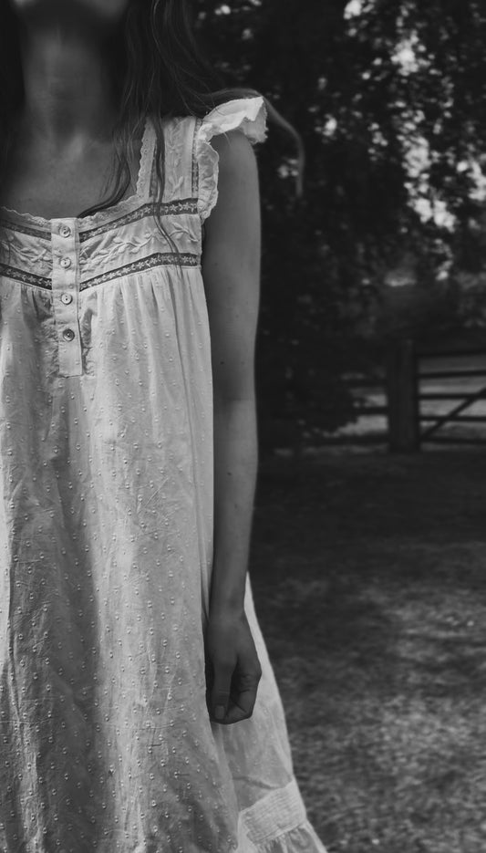 SMALL RESTOCK - 100% RECYCLED COTTON - ALICE DRESS -  WHITE