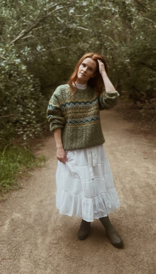 VINTAGE GREEN WOOL JUMPER S-XL