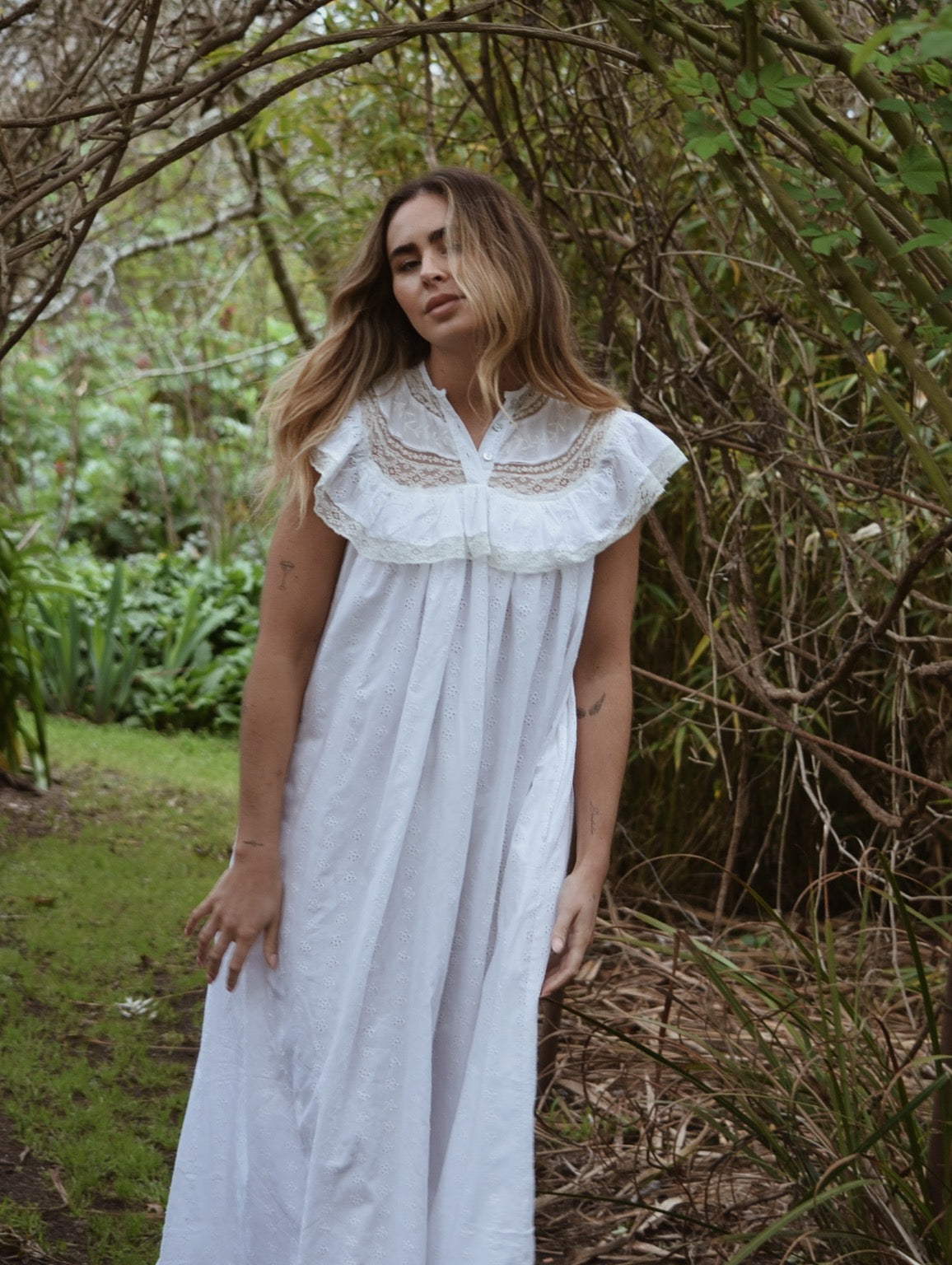 100% RECYCLED COTTON - REVERIE DRESS WHITE