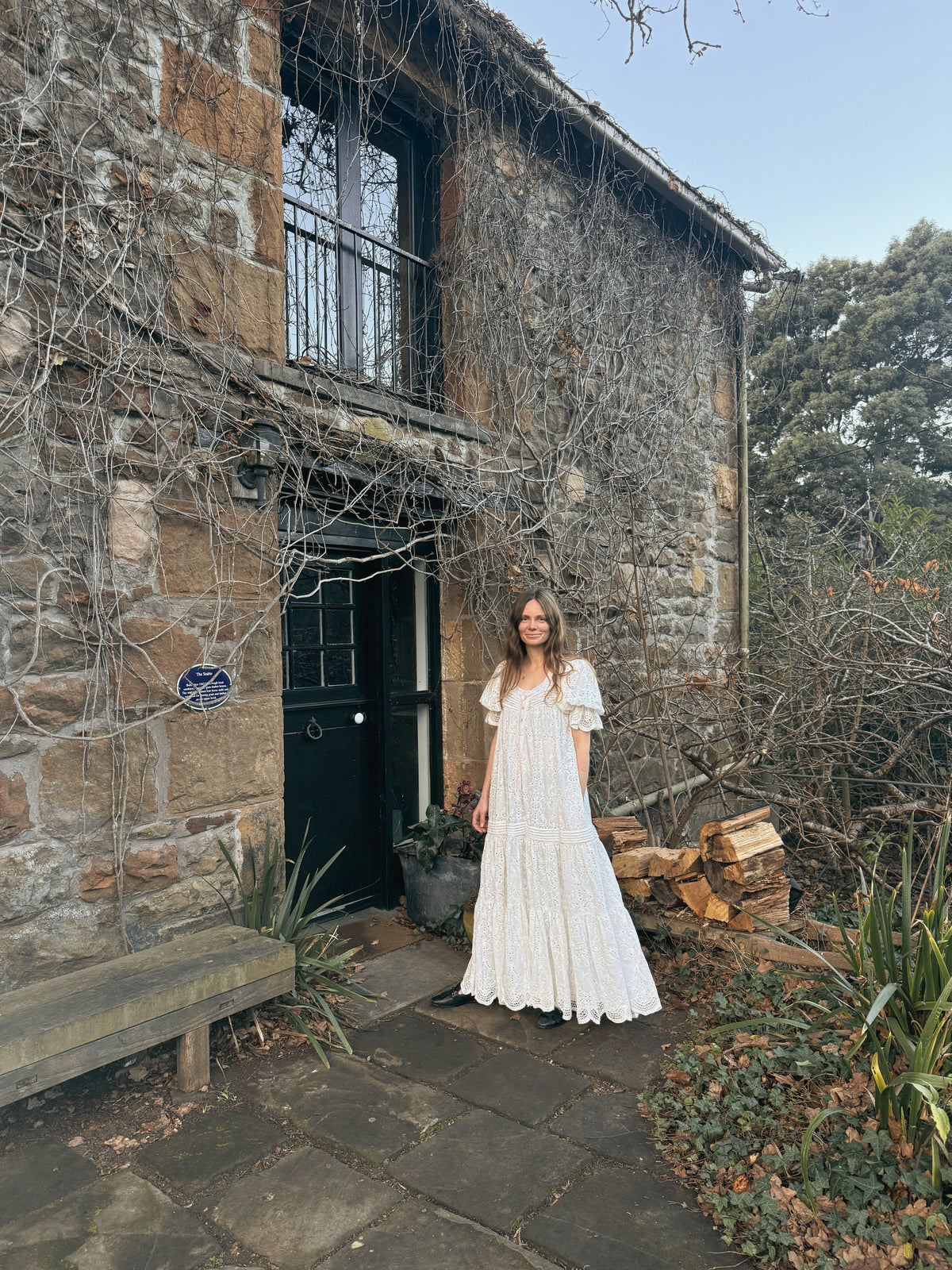100% RECYCLED COTTON - MORNING SONG DRESS WHITE BRODERIE COTTON