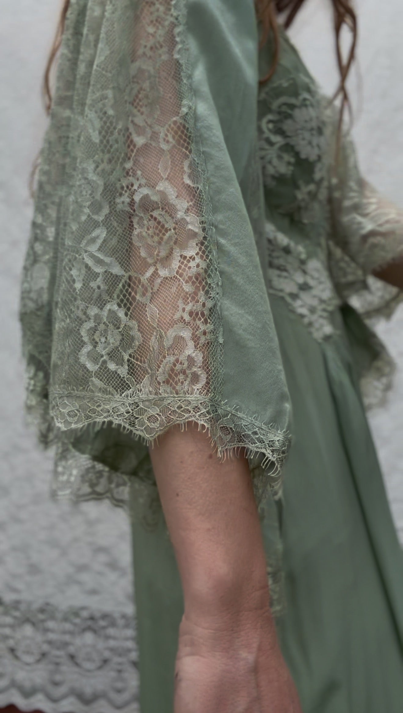 AMORET SILK CAPELET BLOUSE - SAGE