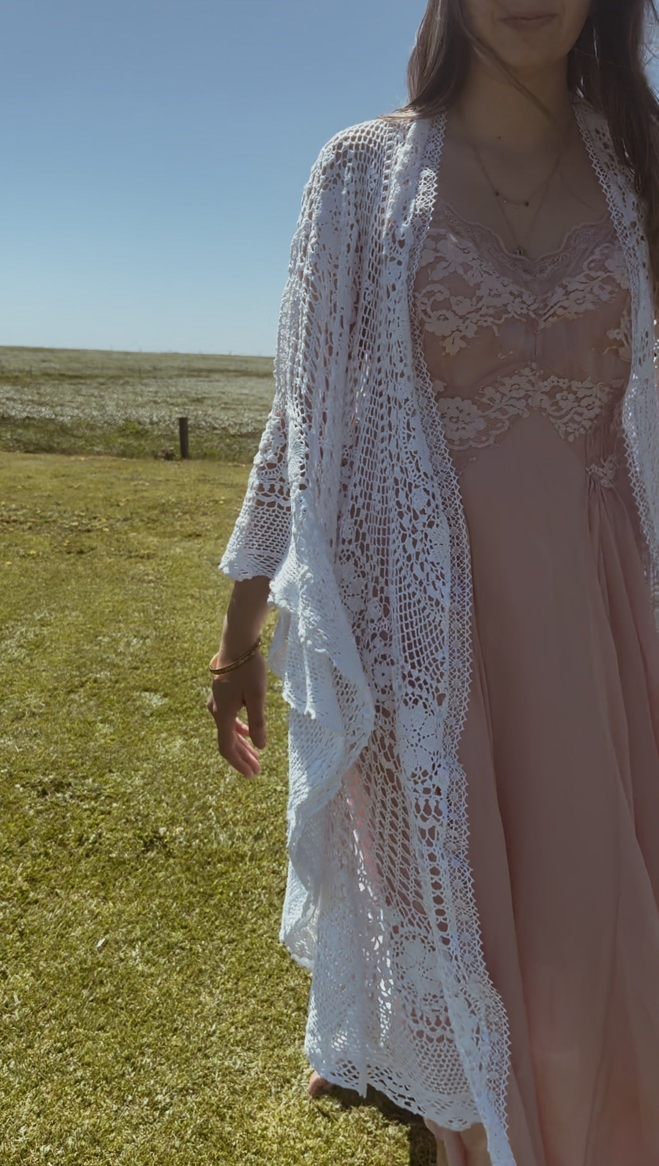 REWORKED - ONE OF A KIND WHITE CROCHET THROW - FREE SIZE